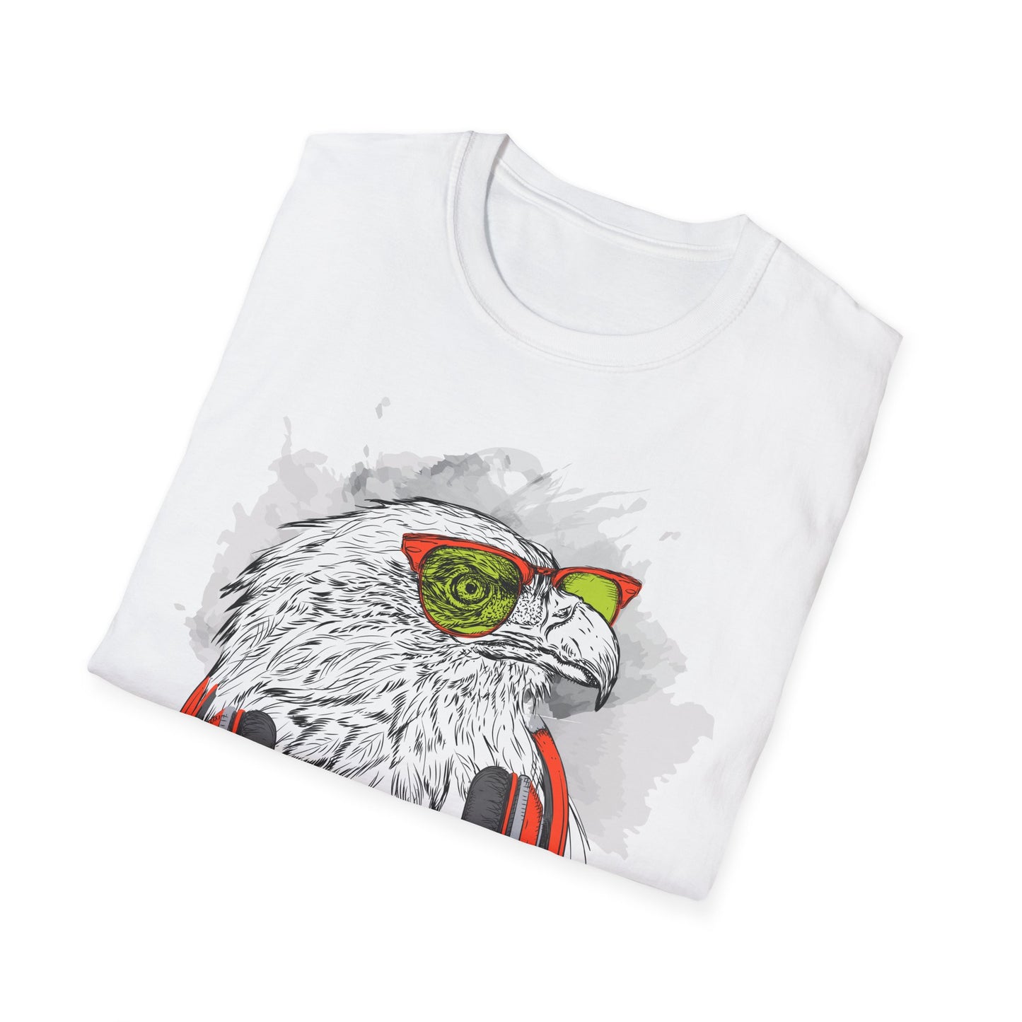 Eagle with Headphones T-Shirt Unisex Cotton Short Sleeves I Music Graphic Tee
