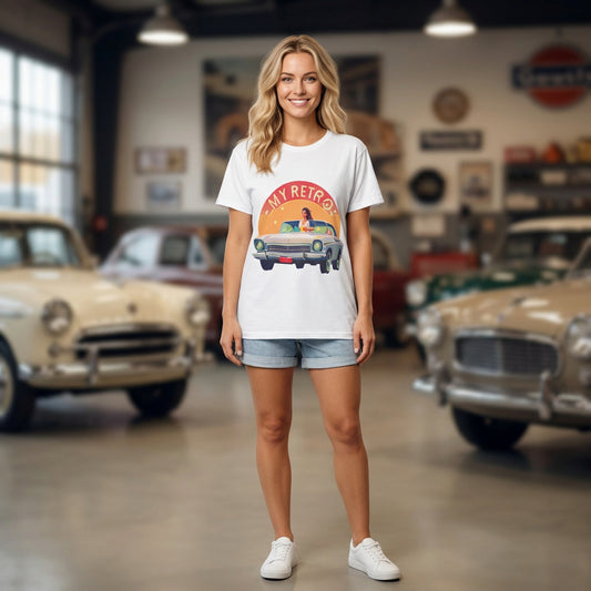 Retro Car Vintage Graphic Tee Staple Unisex 100 Cotton Tee Shirt - RC-26