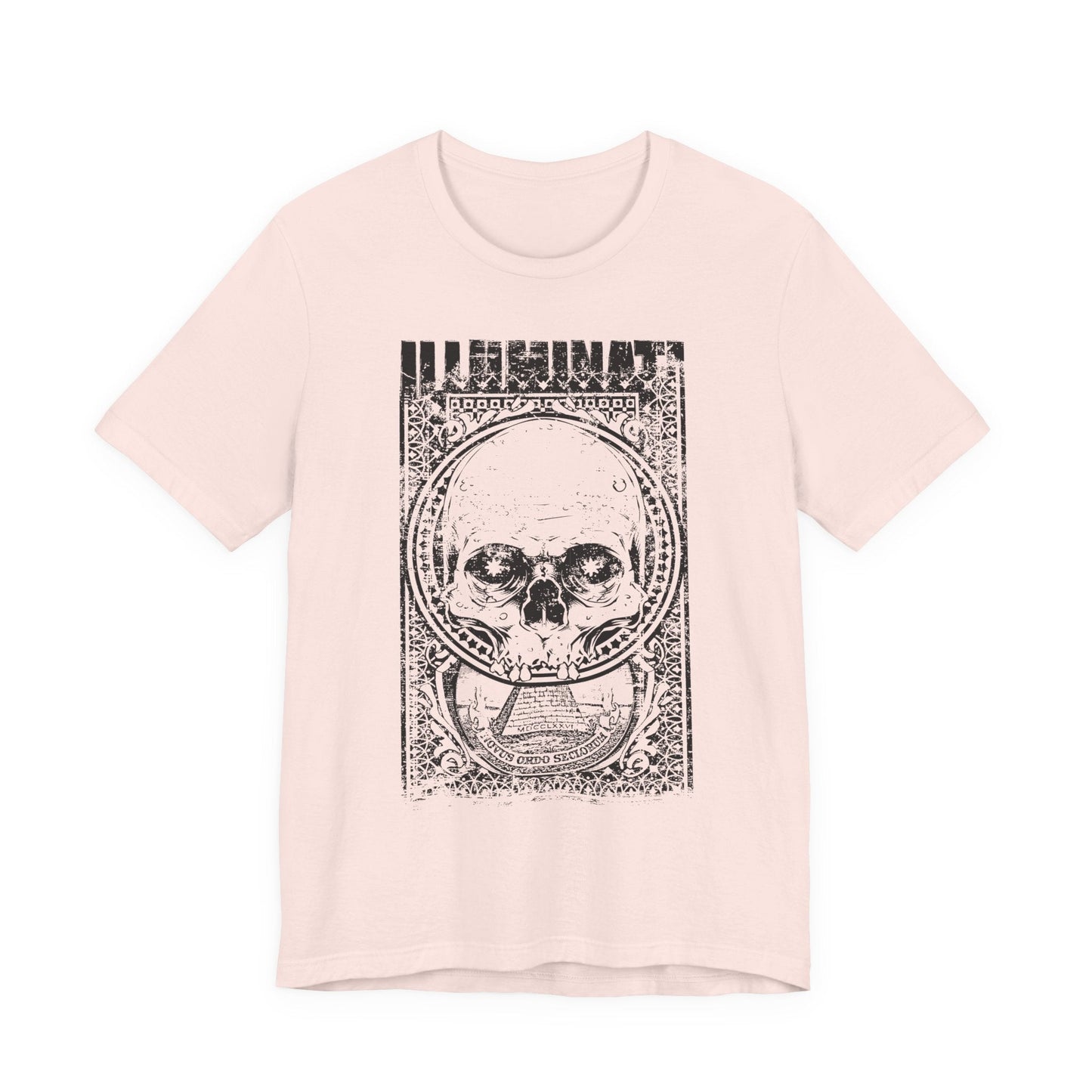 Skull Circle Graphic T-Shirt Vintage Etching Illustration Art Design Tee A-9