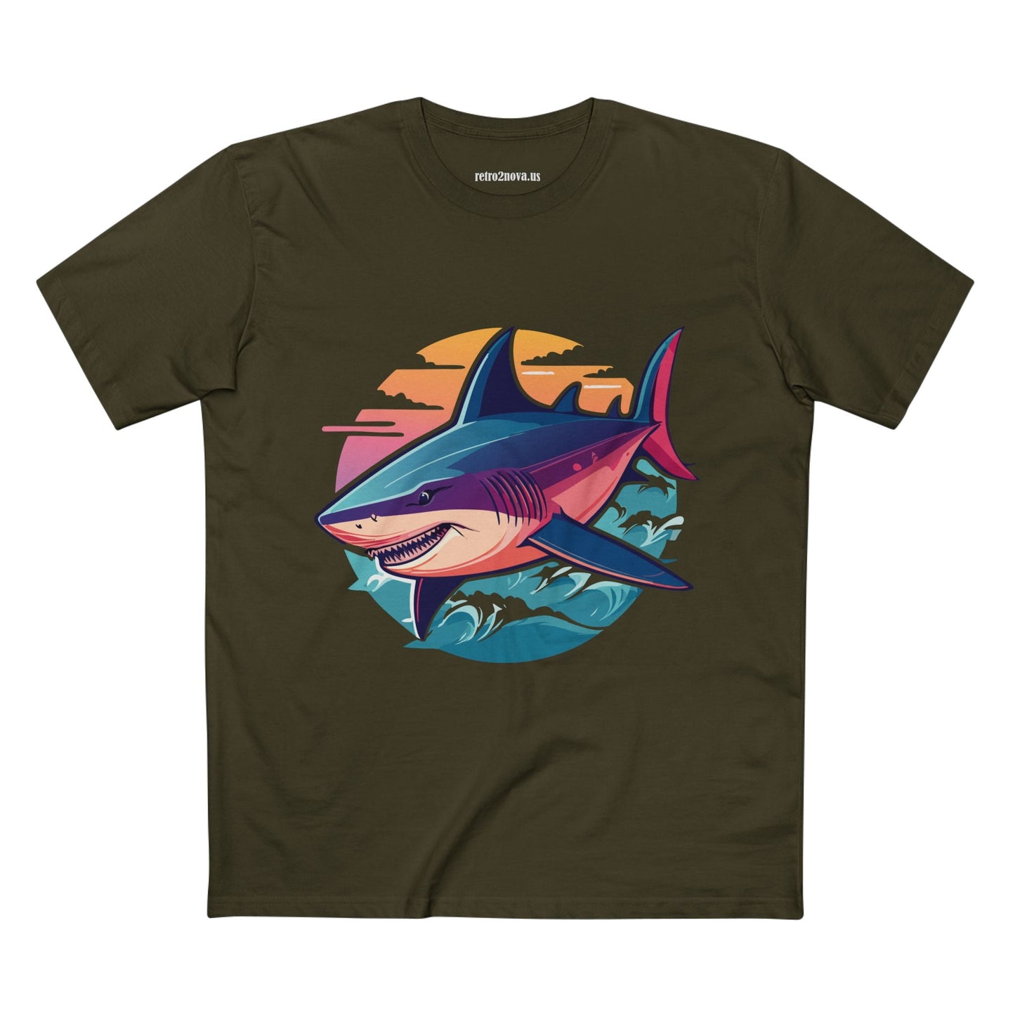 Shark Animal Shirt Unisex Premium Cotton Tee With Original Art Design From Retro2Nova Art Collection Breathable Everyday
