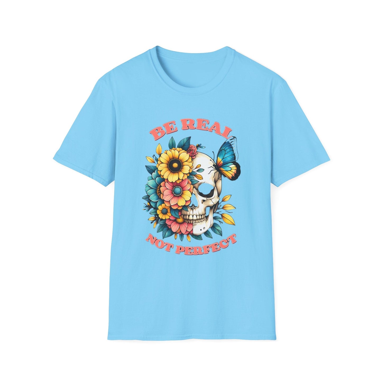 Gildan Skull Tee Shirt Unisex Skeleton Print Tee 100 Percent Ring Spun Cotton Softstyle