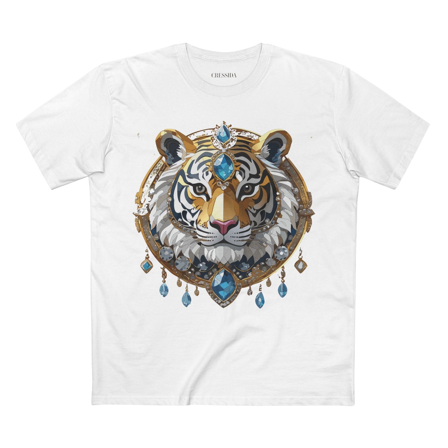 Tiger Graphic Unisex 100 Cotton Tee With Unique Animal Golden Medallion Art Design 54