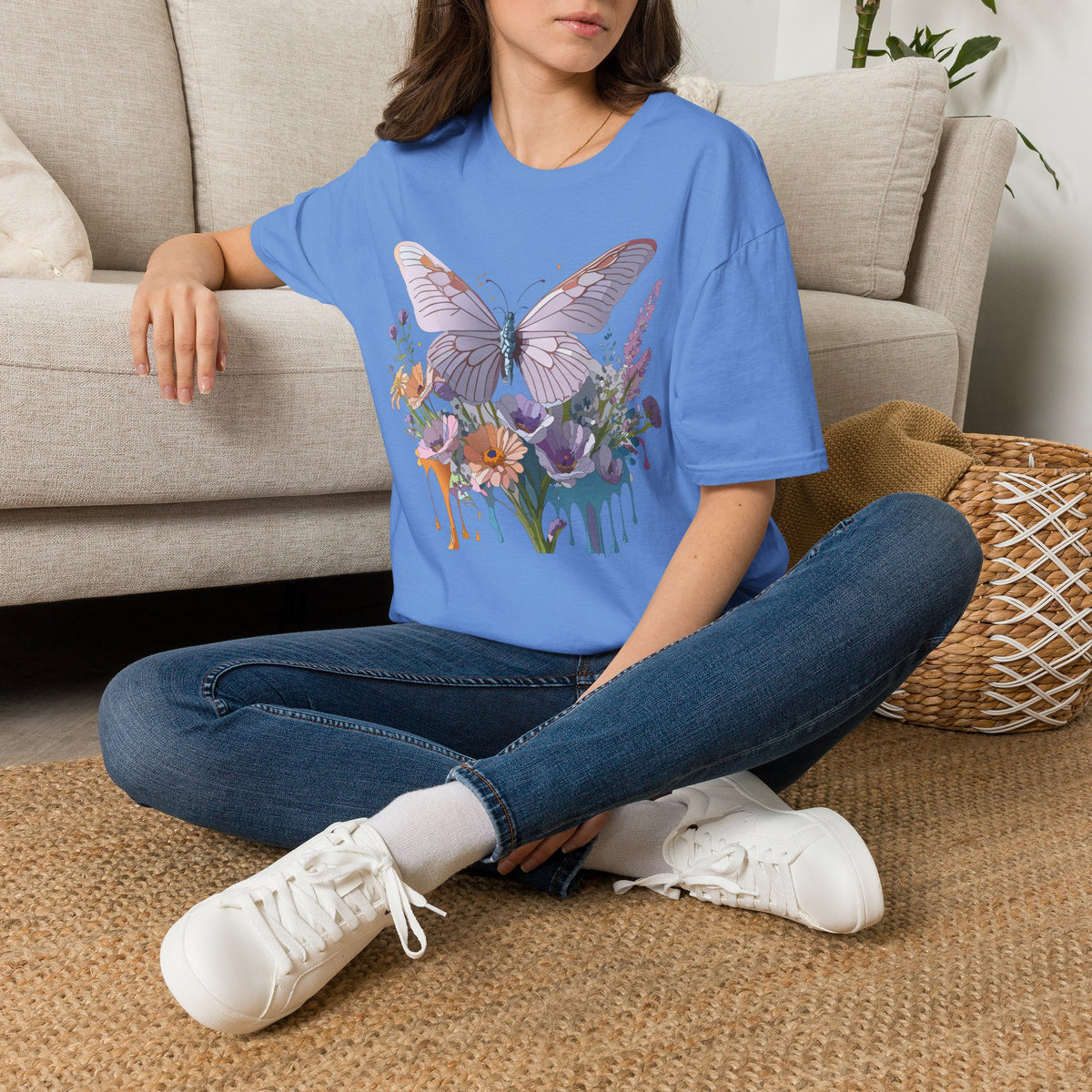 Butterfly Floral T‑Shirt — Pastel Garden Wings Graphic Tee Unisex 100 Cotton Gildan T-Shirt