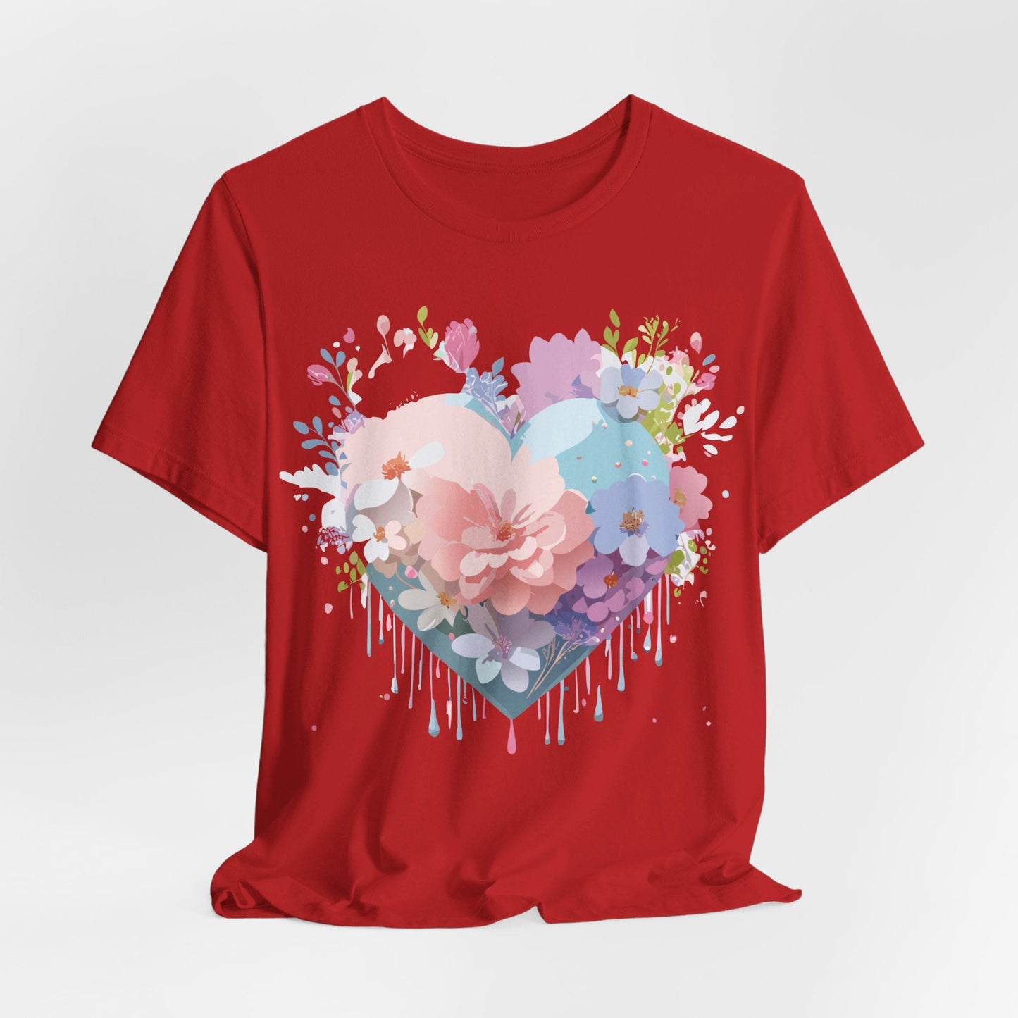 Valentine Day Graphic Unisex 100 Cotton Vintage Artwork with Love and Flower Design Tee 32