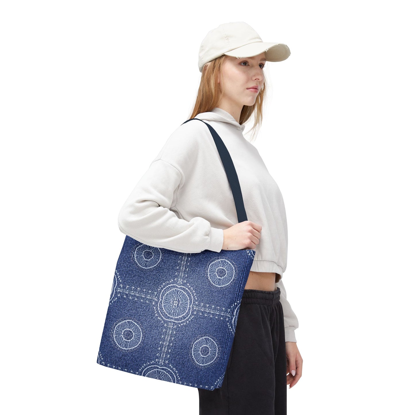 Denim Fabric Imitation Print Unisex Canvas Bag Poly Spun 3 Sizes Tote Bag 107