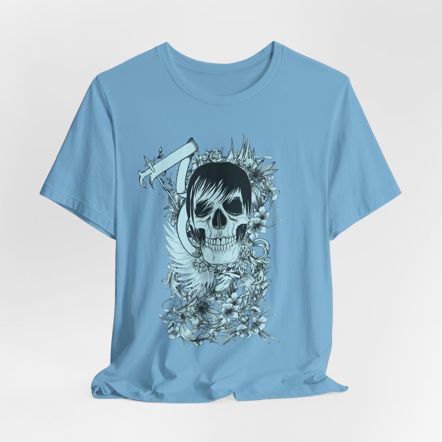 Sky Skull Graphic Design Tee, Skull Shirt, Vintage Tees, Art Design T-Shirt, Vintage Graphic Tee, Art Shirts with Skulls