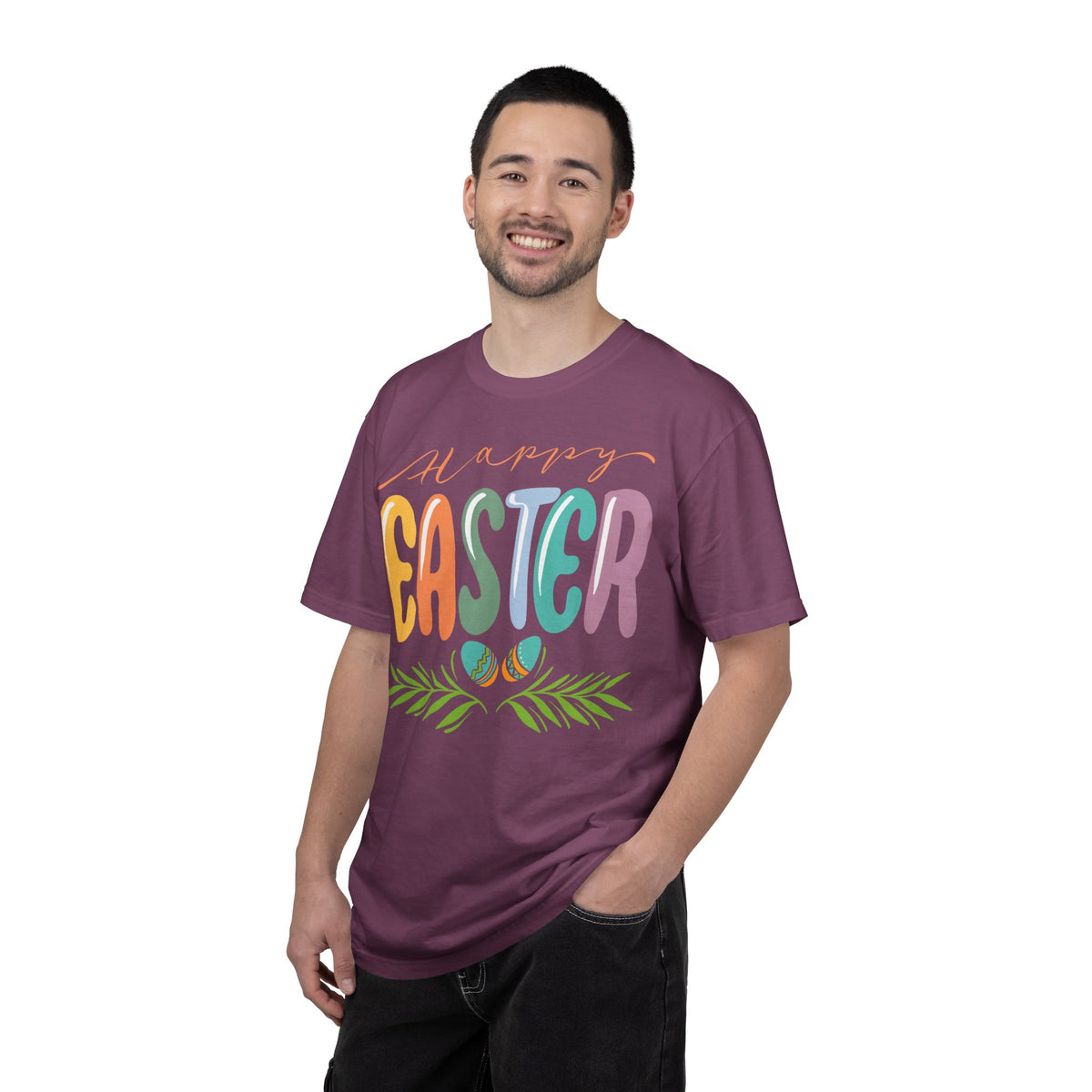 Happy Easter T-Shirt, Tee Shirt with Easter Signature, T Shirt with Easter Prints, Tee Shirt with Easter Design