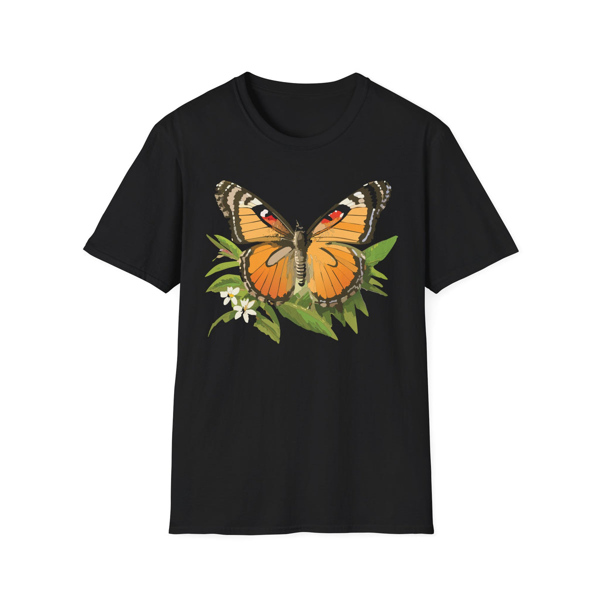 Butterfly Nature T-Shirt — Orange Monarch Illustration Graphic Tee Unisex 100 Cotton Gildan T-Shirt