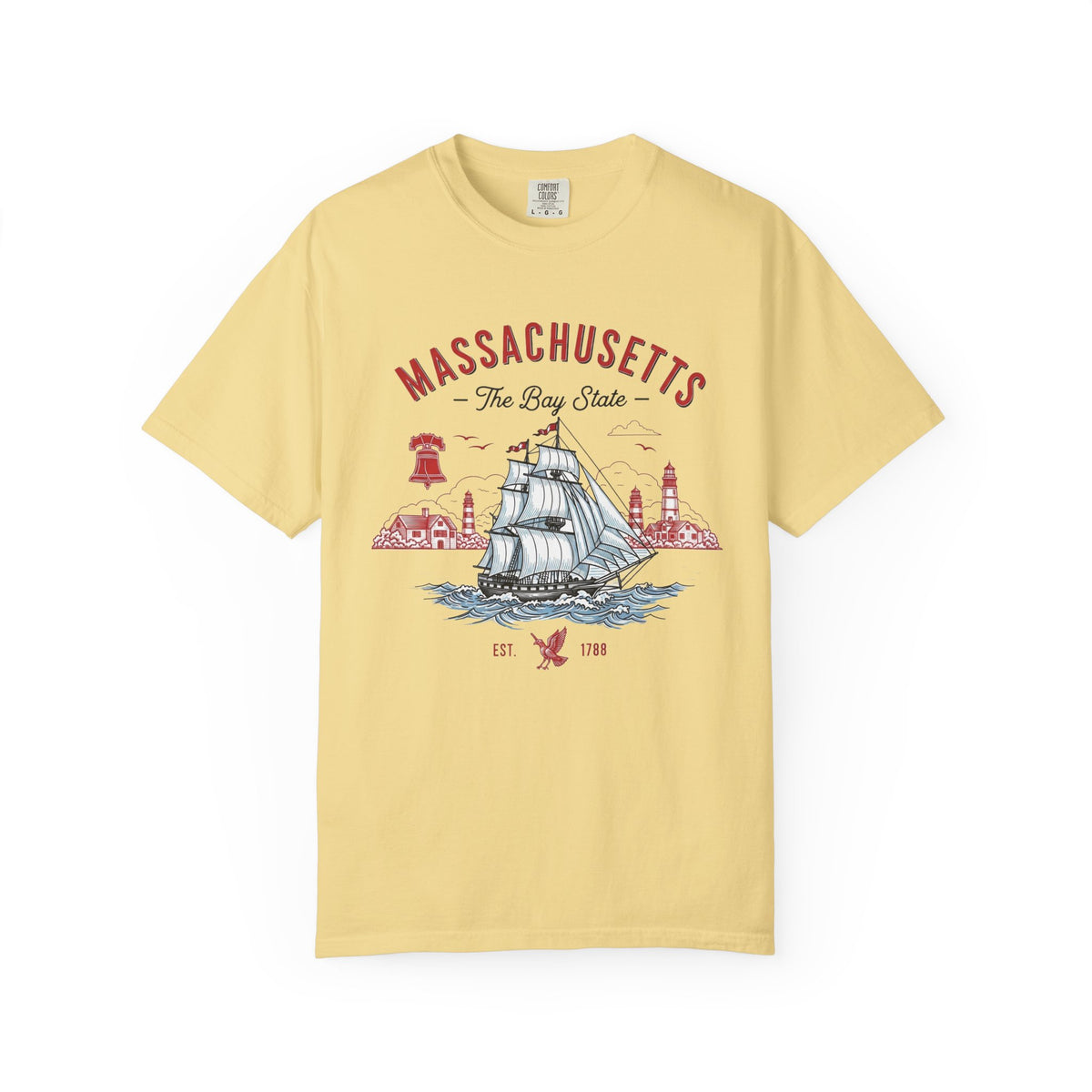 Massachusetts State Vintage Travel Tourist Graphic Tee Unisex 100 Cotton Comfort Colors T-Shirt