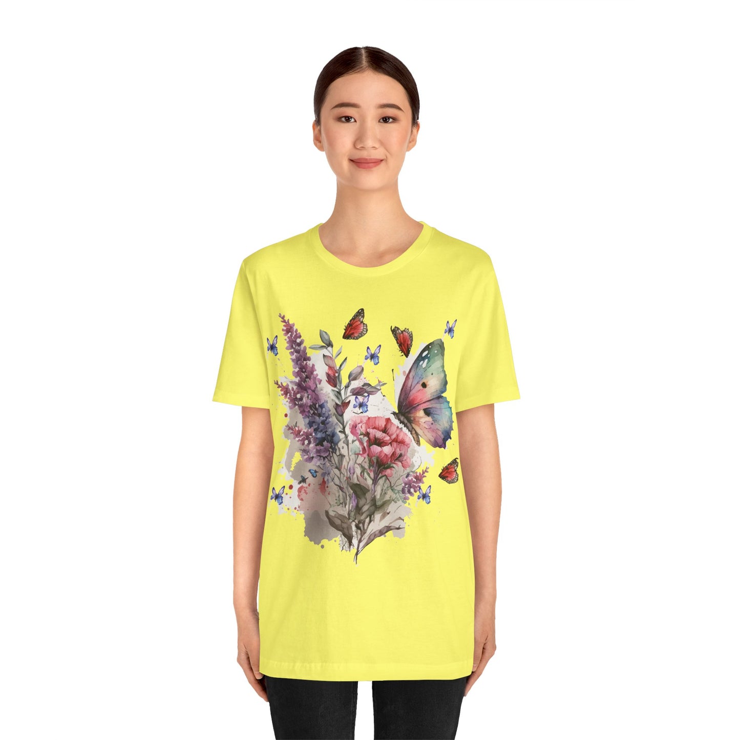 Cotton Tee Shirt with Butterfly Prints