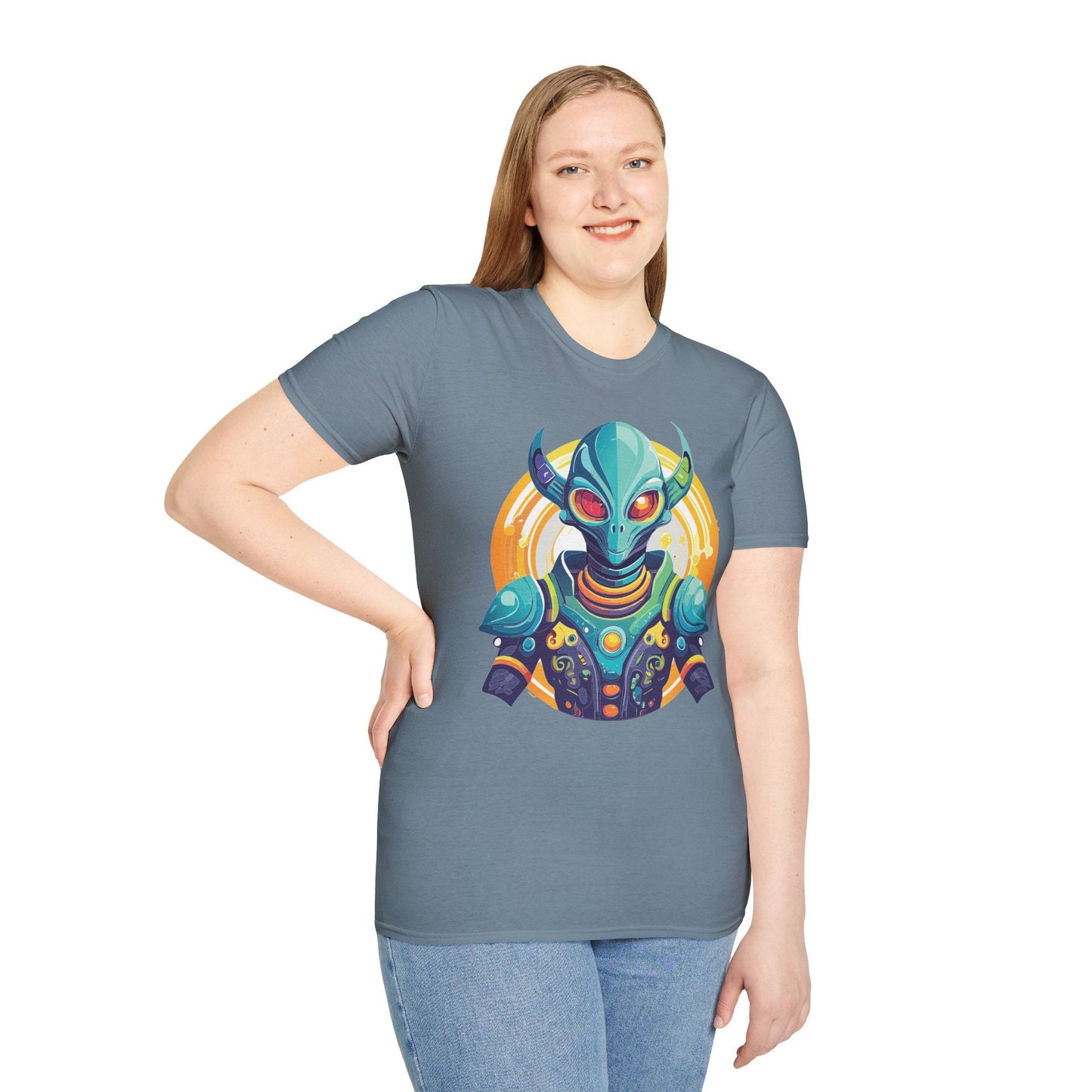Alien Graphic Unisex Cotton Softstyle UFO Artwork Tee 9