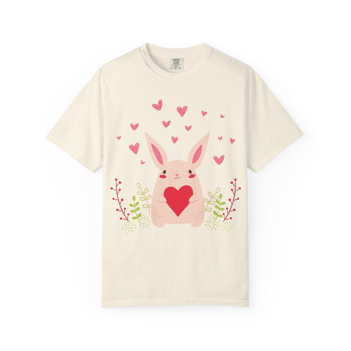 Easter Bunny Heart T-Shirt, Tee Shirt with Easter Signature, T Shirt with Easter Prints, Tee Shirt with Easter Design
