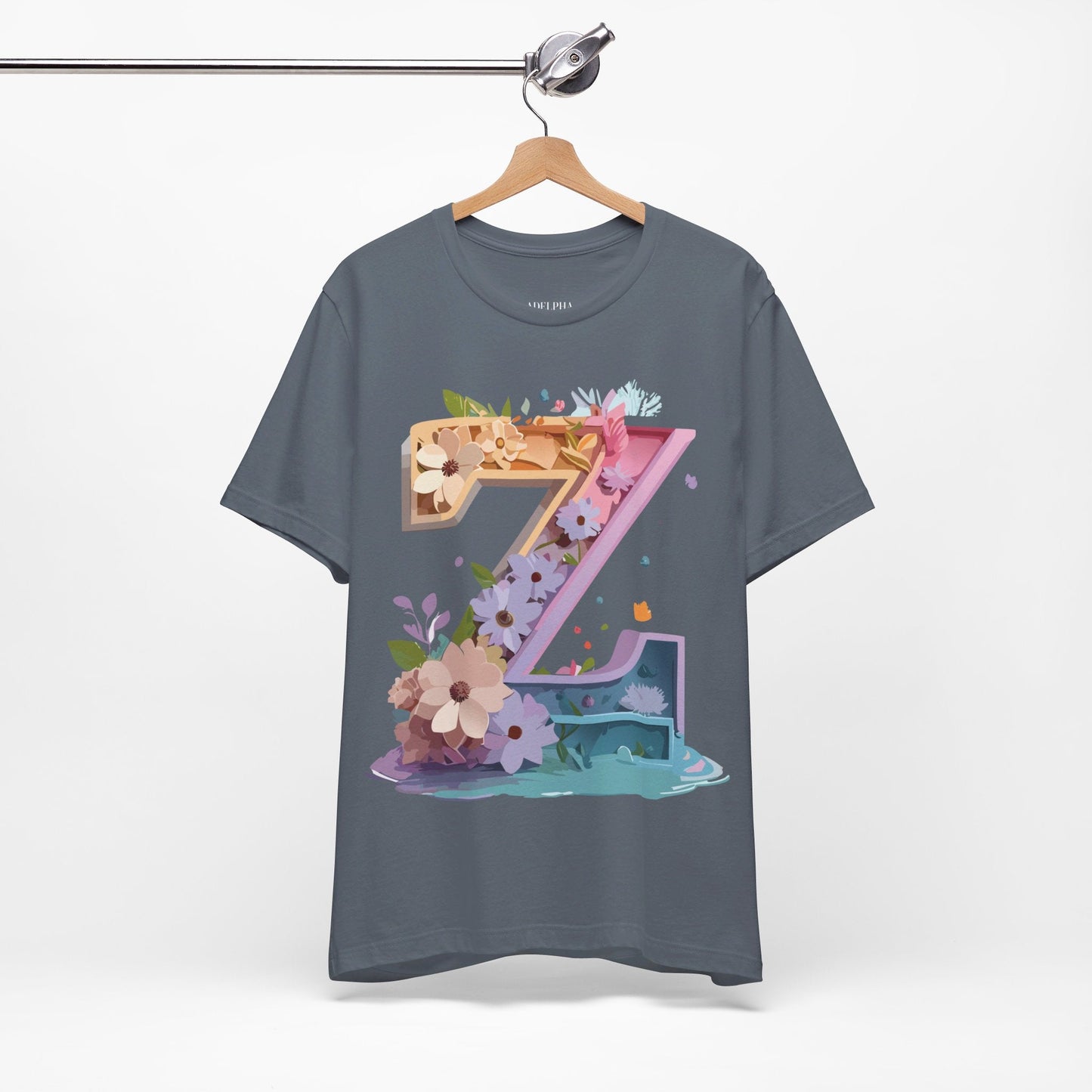 Letter Z Shirt Unisex Graphic Tee Adelpha Vintage Inspired Artwork Short Sleeve Jersey