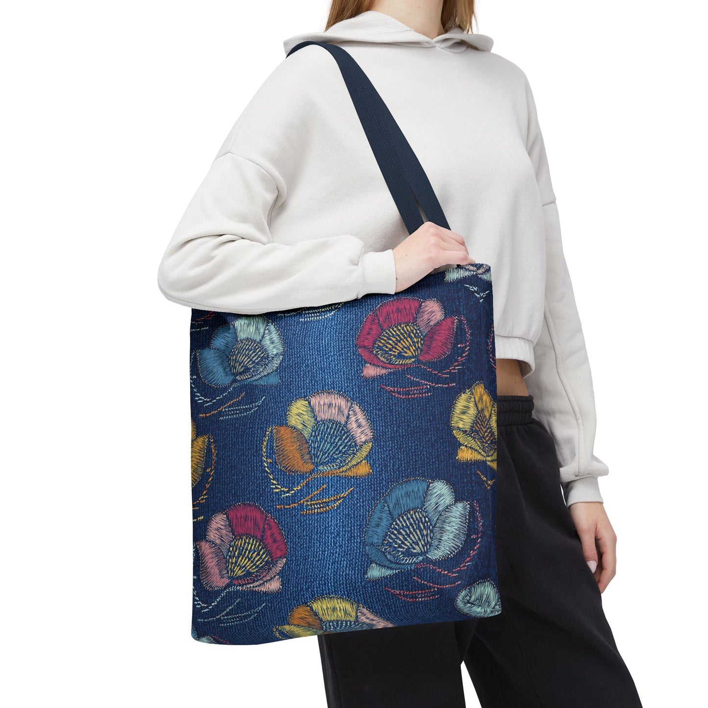Denim Fabric Imitation Print Unisex Canvas Bag Poly Spun 3 Sizes Tote Bag 165