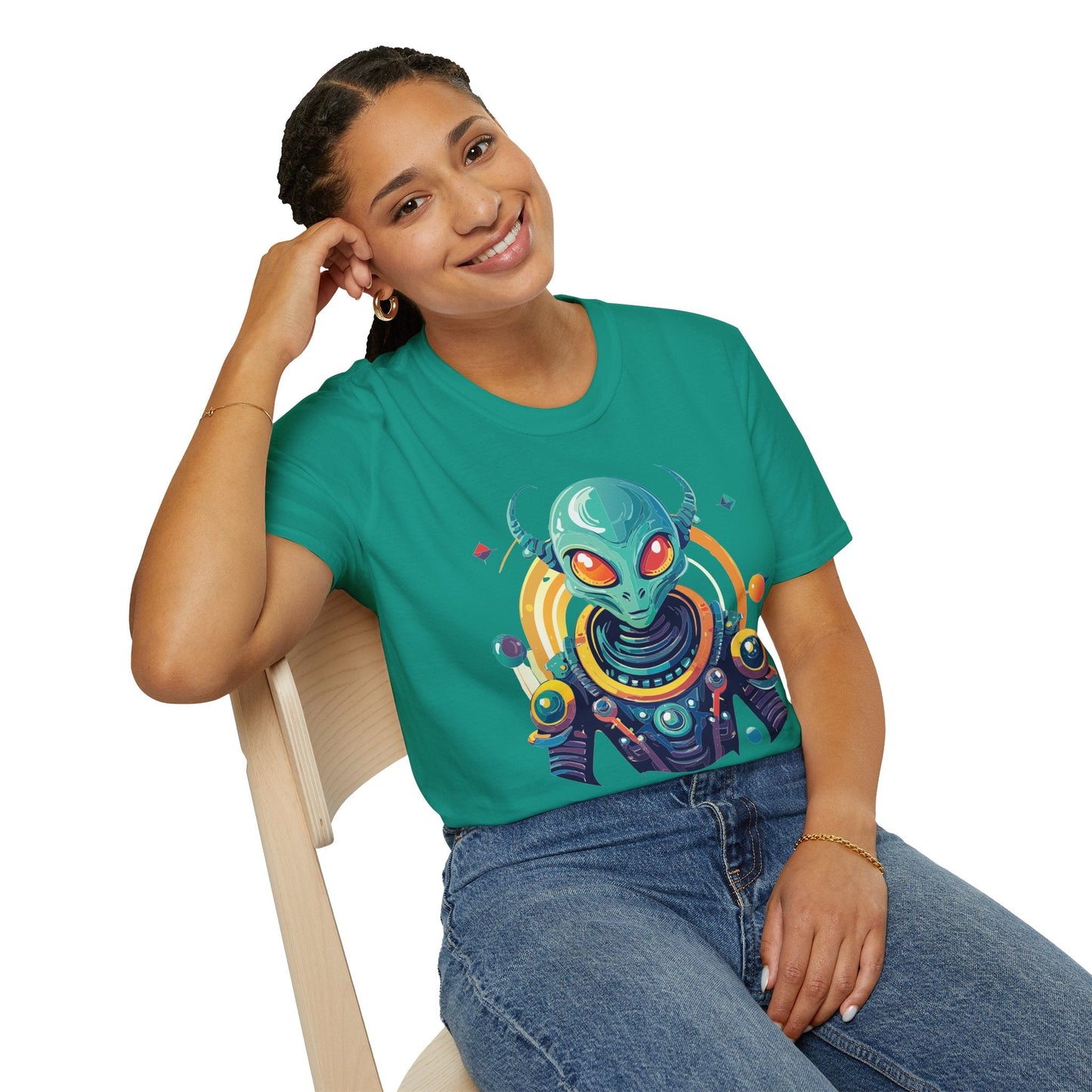 Alien Graphic Unisex Cotton Softstyle UFO Artwork Tee 2