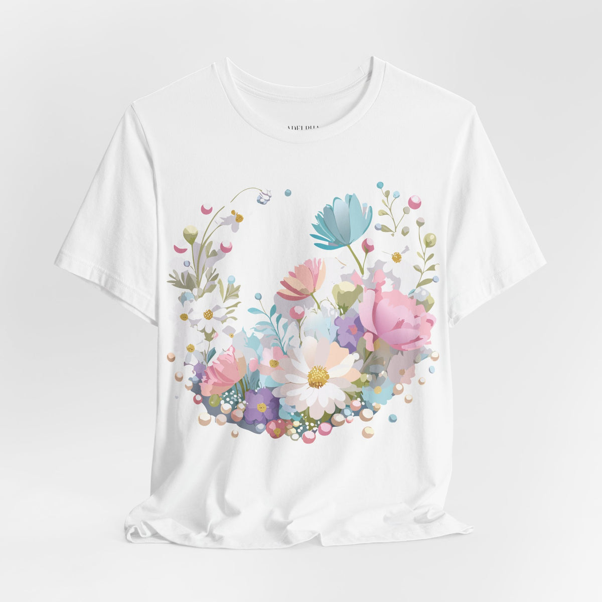 Floral Graphic Unisex Cotton Bella+Canvas Tee with Flowers Art Design n122