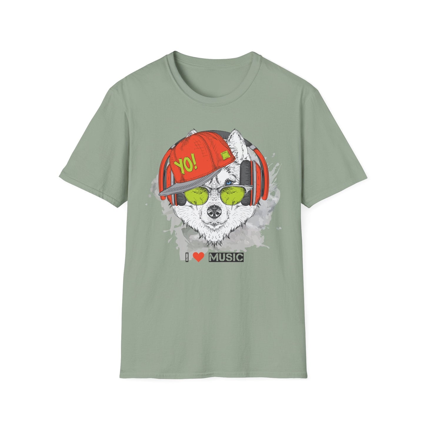 Unisex Music Animals Short Sleeve T Shirt With Headphones For Music Lovers Gildan 64000