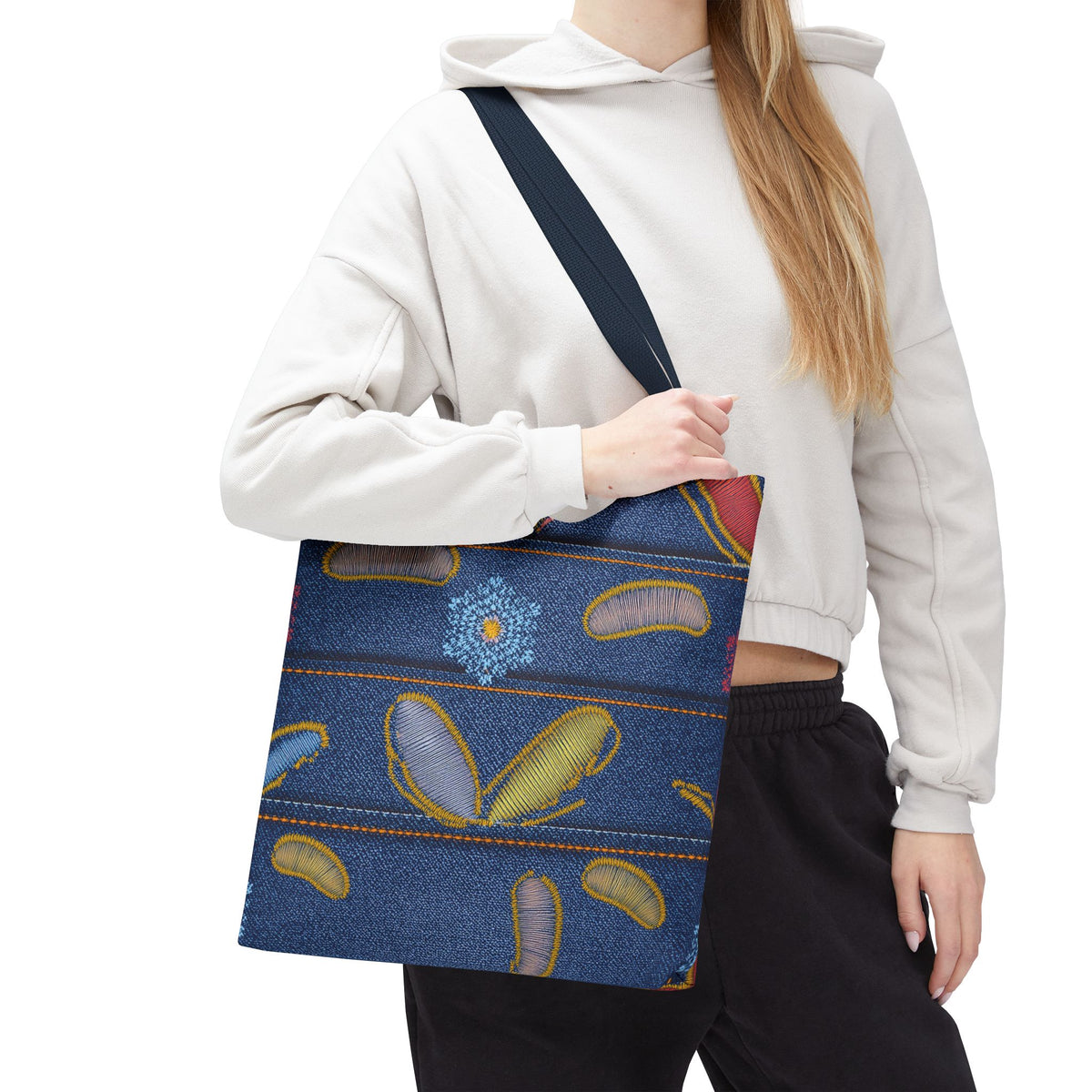 Denim Fabric Imitation Print Unisex Canvas Bag Poly Spun 3 Sizes Tote Bag 151