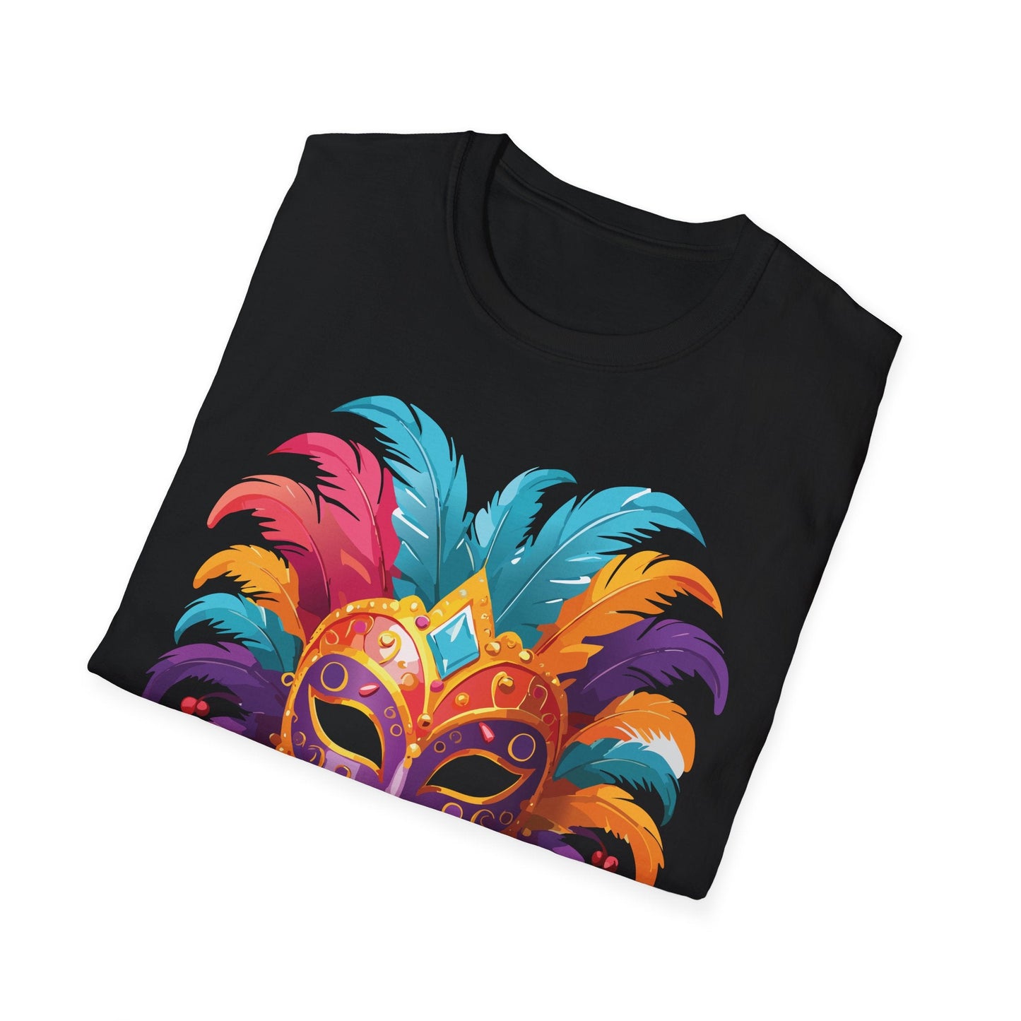Unisex Gildan Softstyle Mask Tee Shirt With Art Design Casual Everyday Wear Masquerade Tee
