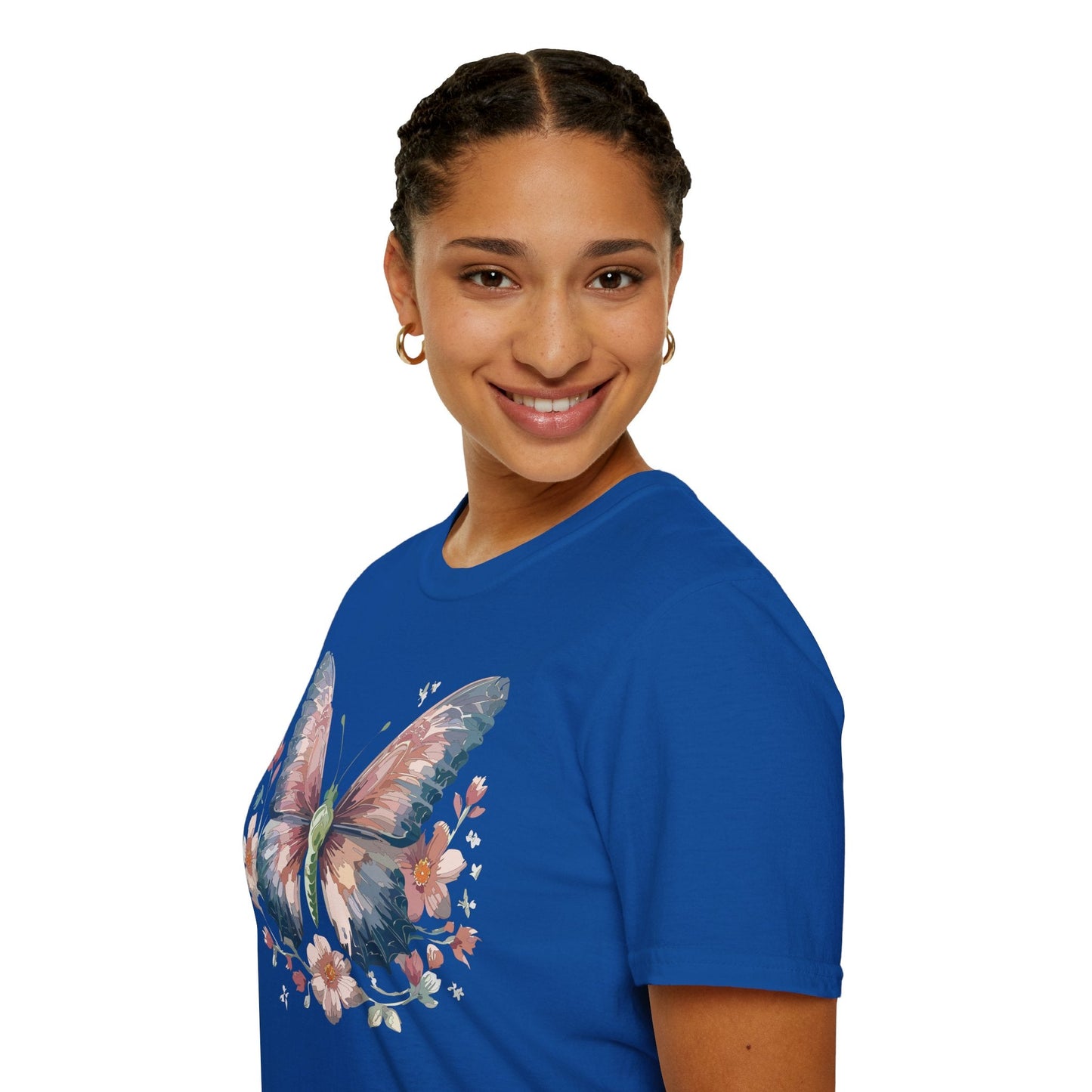 Butterfly Print T Shirt Monarch Unisex Gildan Softstyle 64000 Cotton Tee For Everyday Comfort