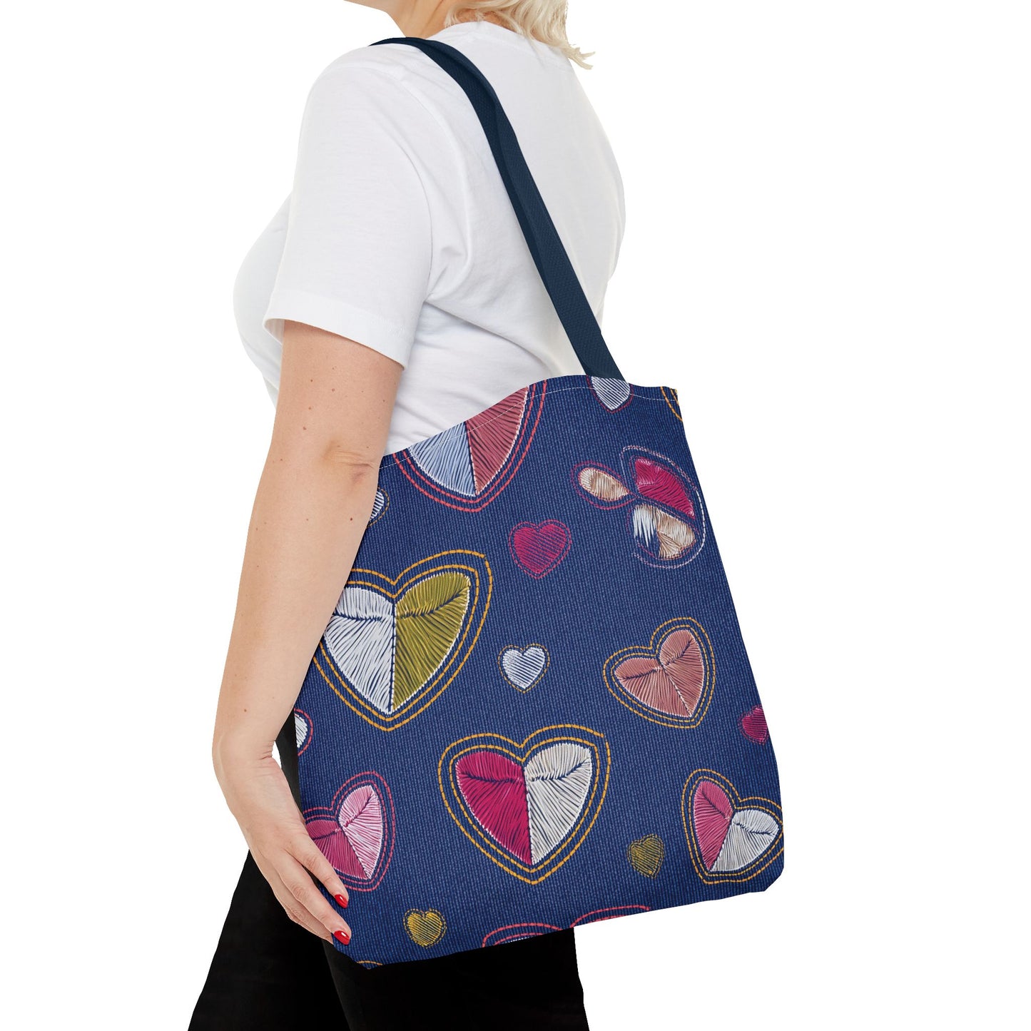 Love Day Graphic Design Denim Fabric Imitation Print Unisex Canvas Bag POLY 3 Sizes Tote Bag 201-7