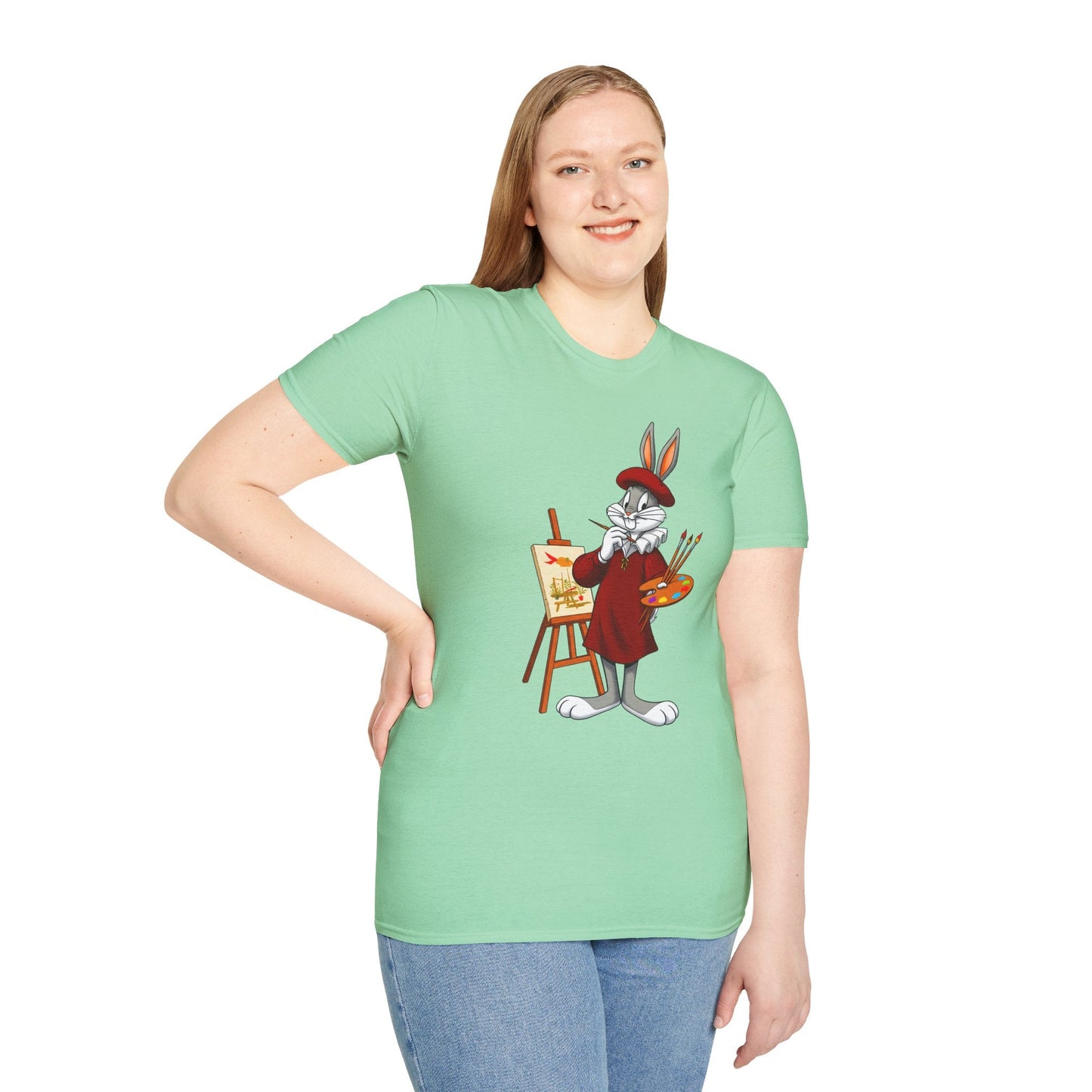 Cartoon Bunny Graphic Unisex Cotton Animal Animation Artwork Design Tee 8