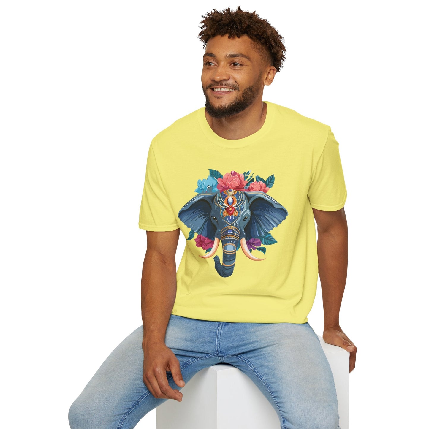 Elephant T Shirt Unisex Softstyle Tee Gildan 64000 100 Percent Ring Spun Cotton Fabric