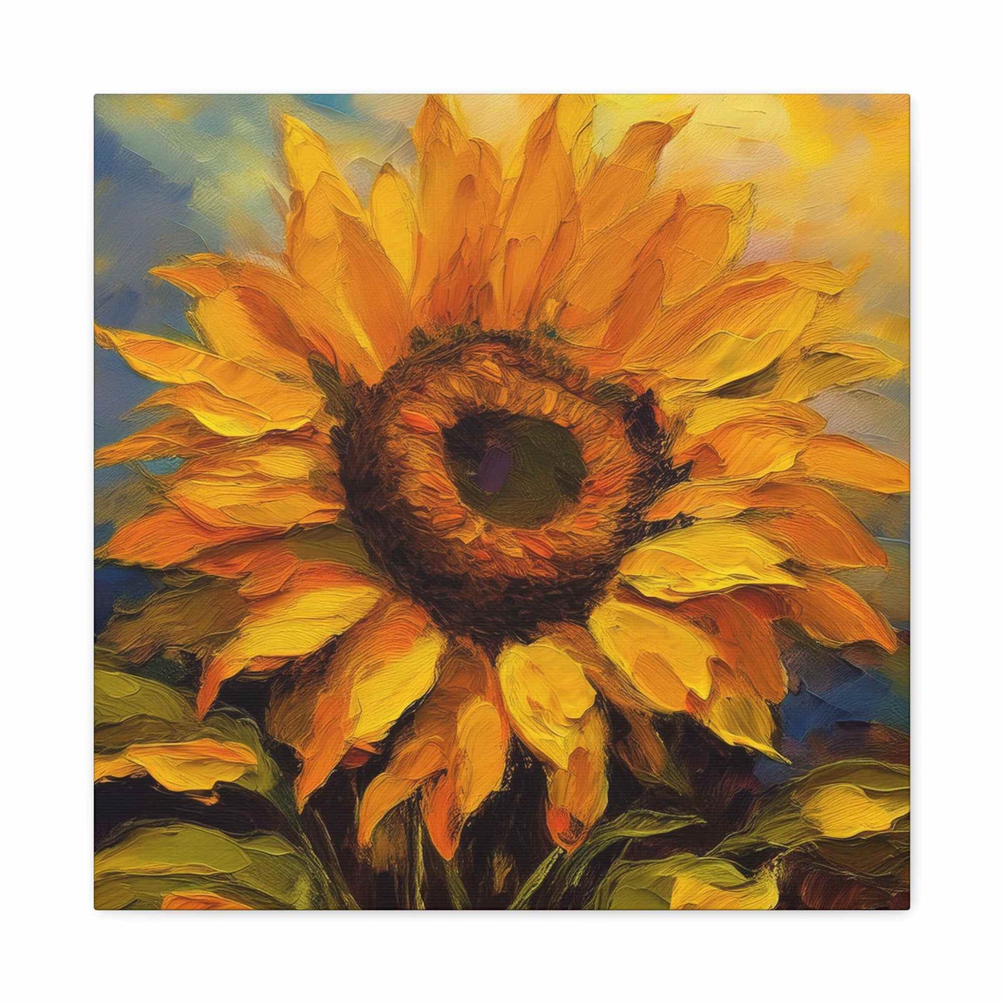 Sunflower Print Canvas, Flower Oil Paint Print 20x20, 24x24, 30x30, 32x32, 36x36, Floral Art Design Print Non-Frame MC-26