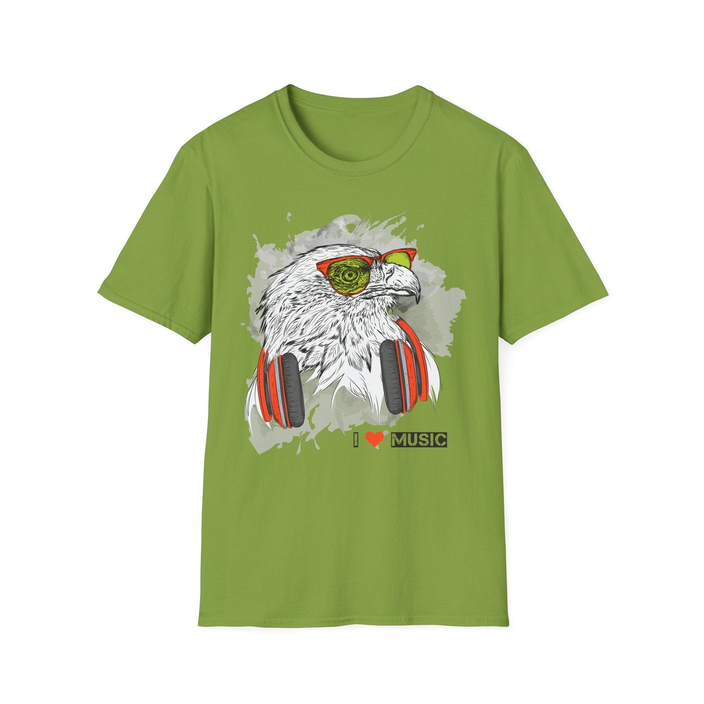I Love Music Animals Shirt With Headphones Unisex Gildan Softstyle 64000 Tee Premium