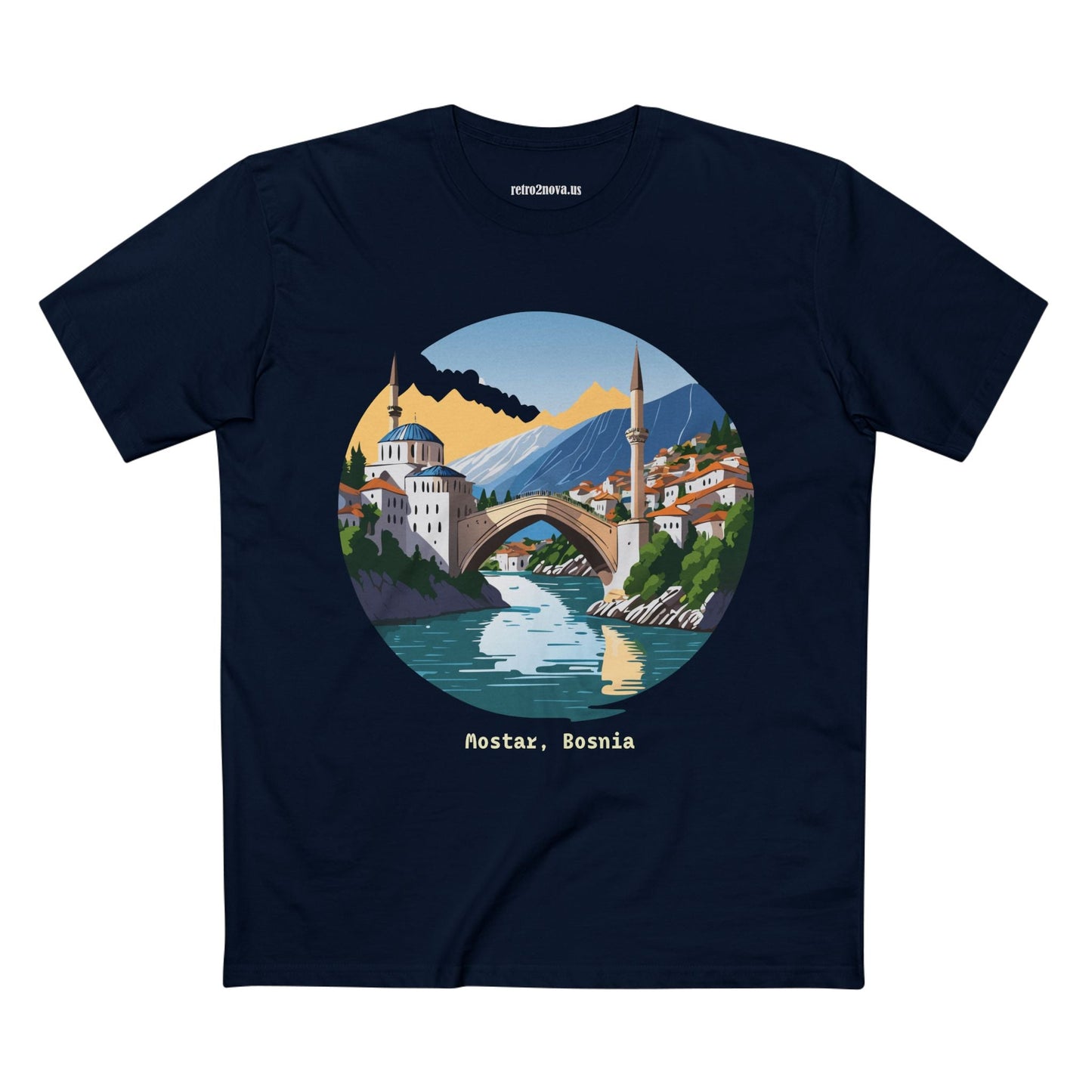 Bosnia Travel Shirt Unisex Premium Cotton Tee With Original Art Design Retro2Nova TT 48