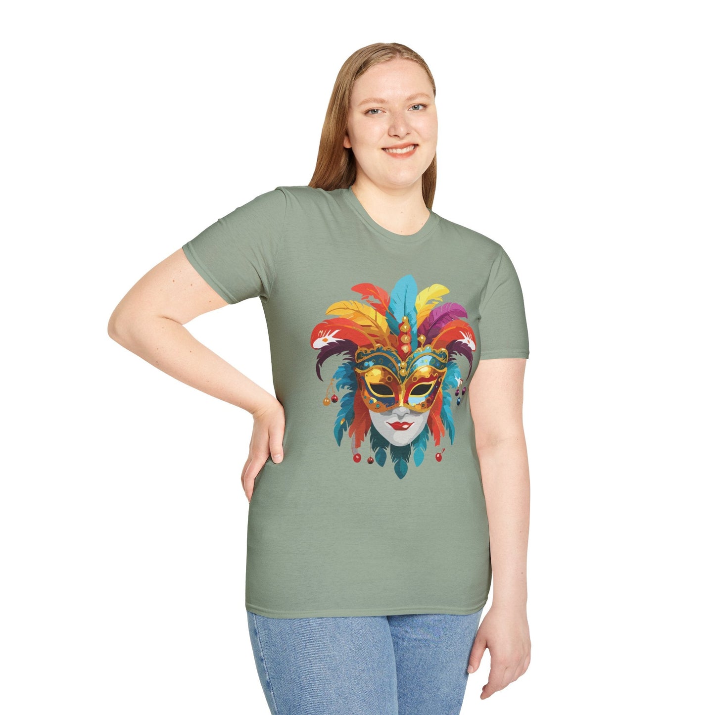 Mask Tee Shirt Unisex Masquerade Art Design Gildan Softstyle 64000 Short Sleeve Tee
