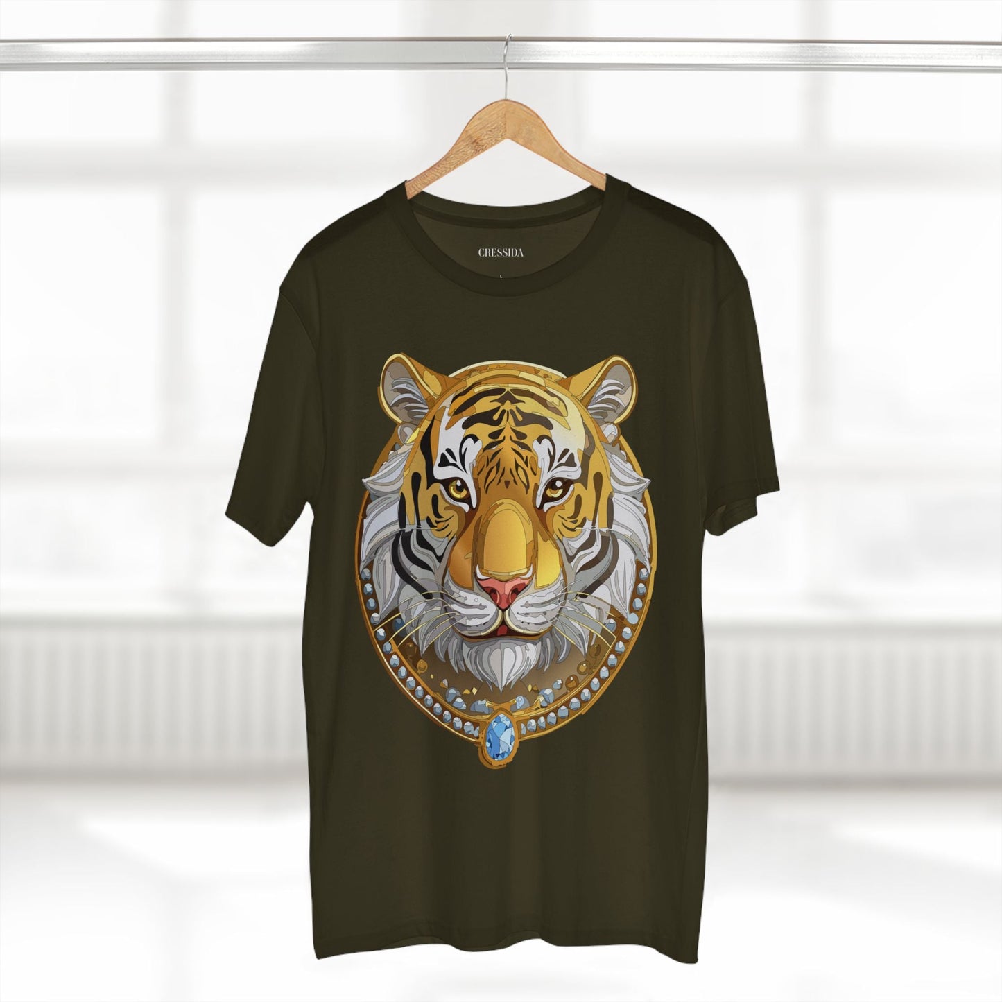 Tiger Graphic Unisex 100 Cotton Tee With Unique Animal Golden Medallion Art Design 4