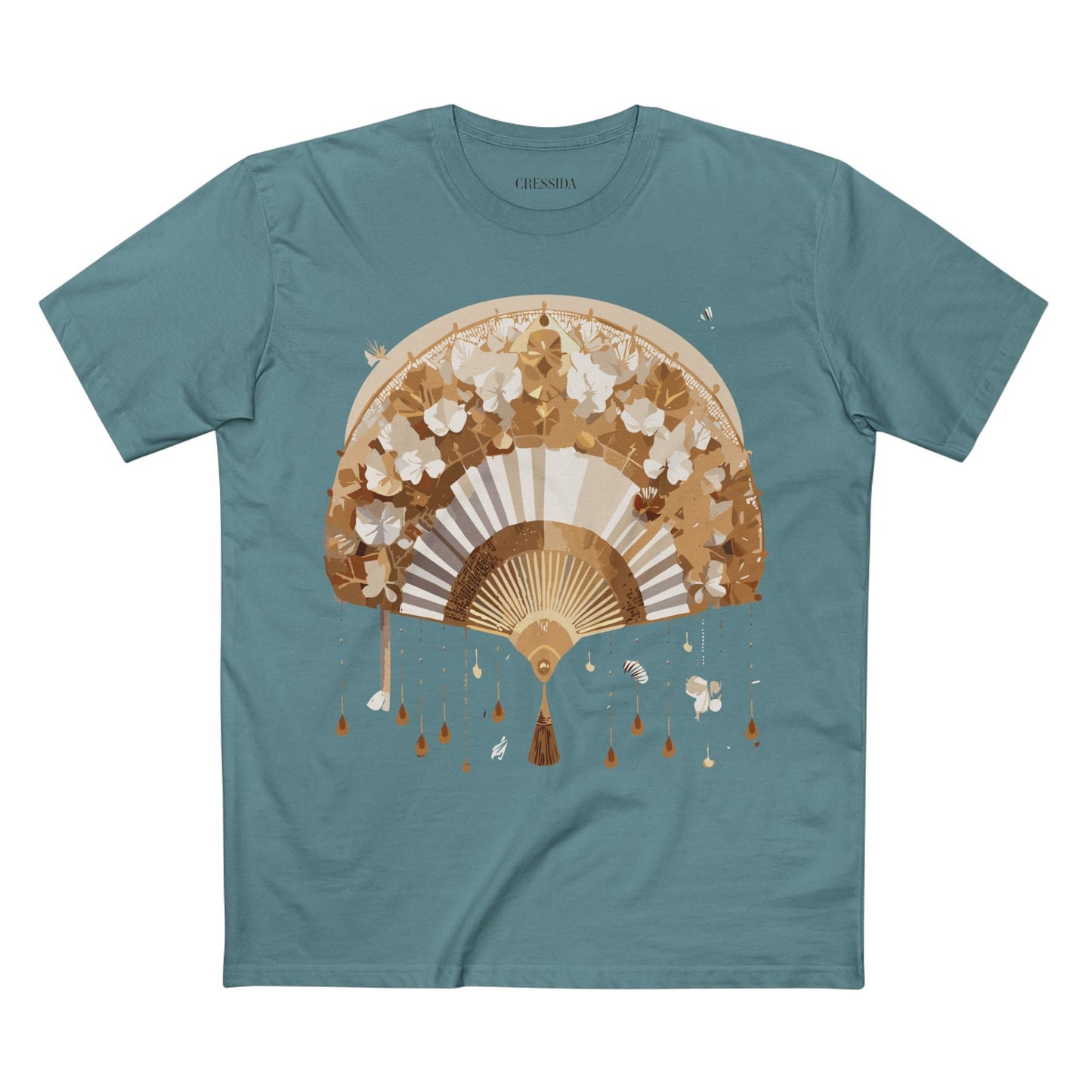Antique Fan Graphic Design T-Shirt Unisex 100 Cotton Floral Carnival Artwork Tee 17