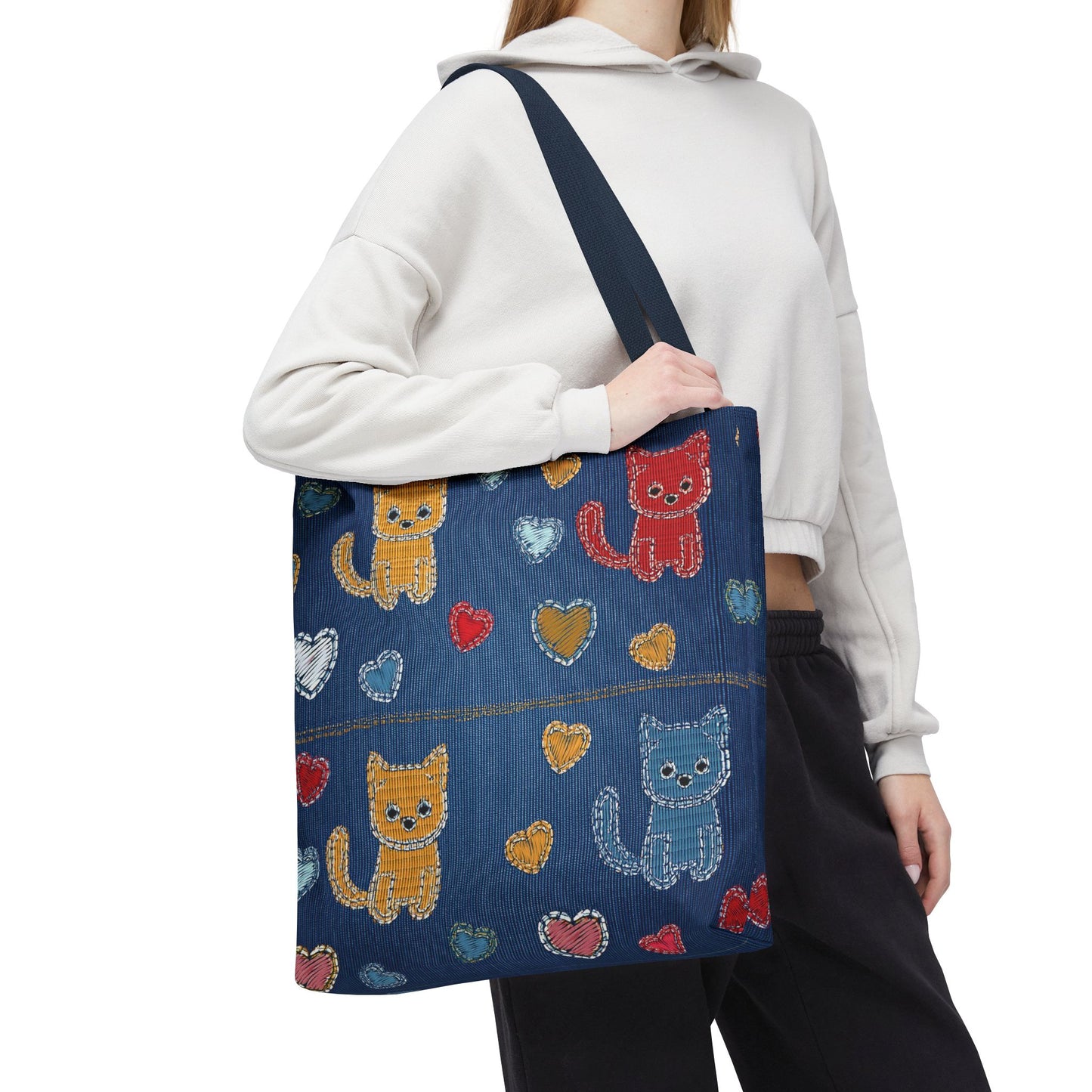 Love Day Graphic Design Denim Fabric Imitation Print Unisex Canvas Bag POLY 3 Sizes Tote Bag 201-4
