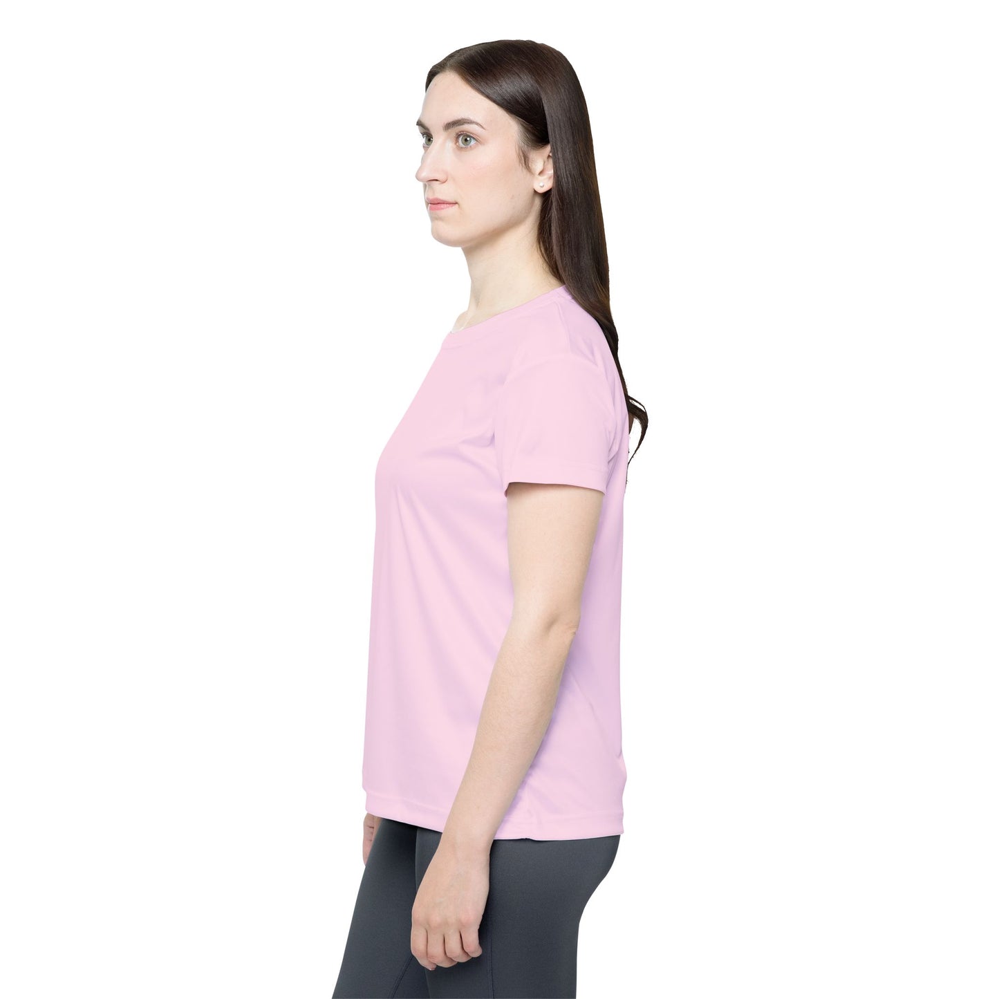 Petal Frost Pink Women's Sports Jersey Short Sleeves 100% Poly Solid Ligh Pink Color Print Athletic Tee