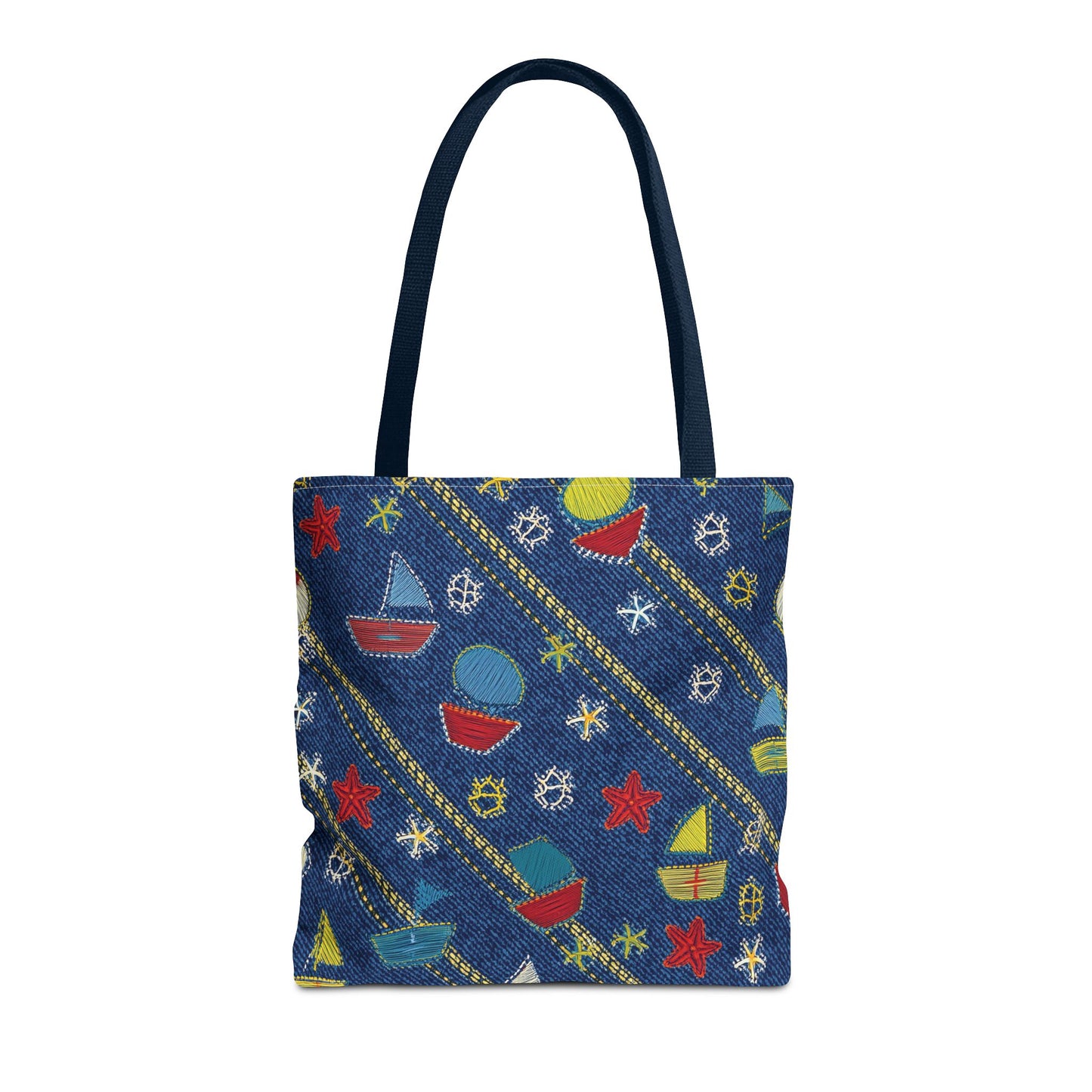 Denim Fabric Imitation Print Unisex Canvas Bag Poly Spun 3 Sizes Tote Bag 182-15