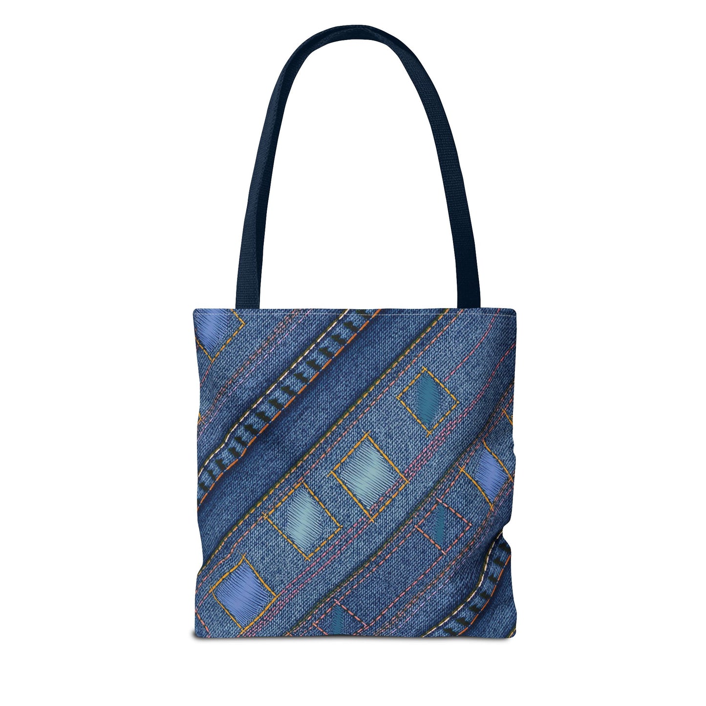 Denim Fabric Imitation Print Unisex Canvas Bag Poly Spun 3 Sizes Tote Bag 189-2