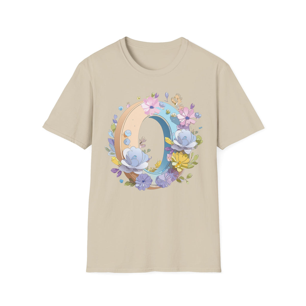 Floral Letter O Shirt | Monogram Initial O Tee, Pastel Flower Alphabet