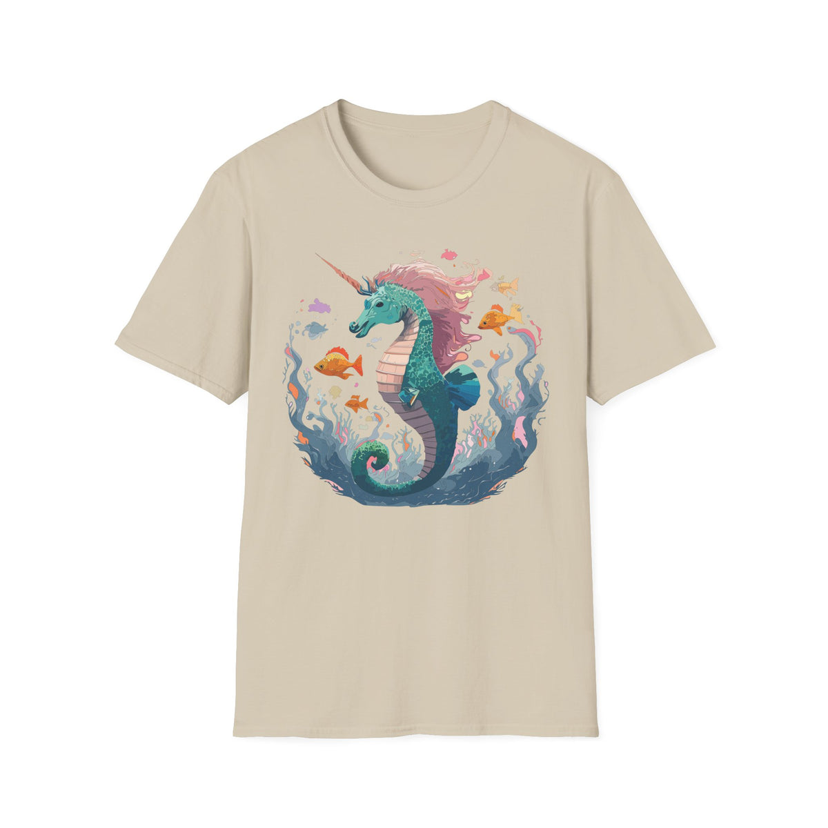 Sea Unicorn Seahorse Illustration T-Shirt | Mermaid Ocean Fantasy