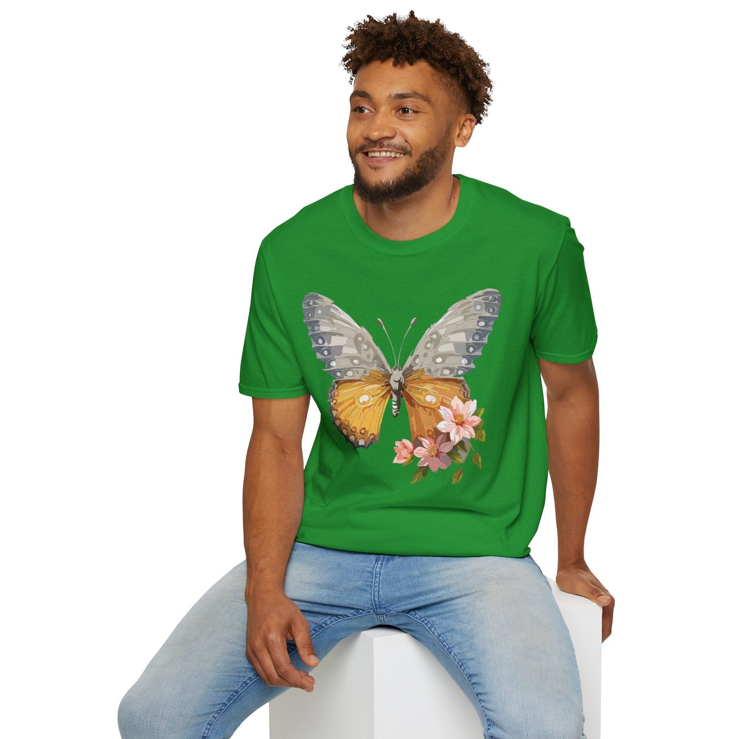 Unisex Butterfly T Shirt Monarch Print Softstyle Cotton Tee Gildan 64000 Lightweight Comfort