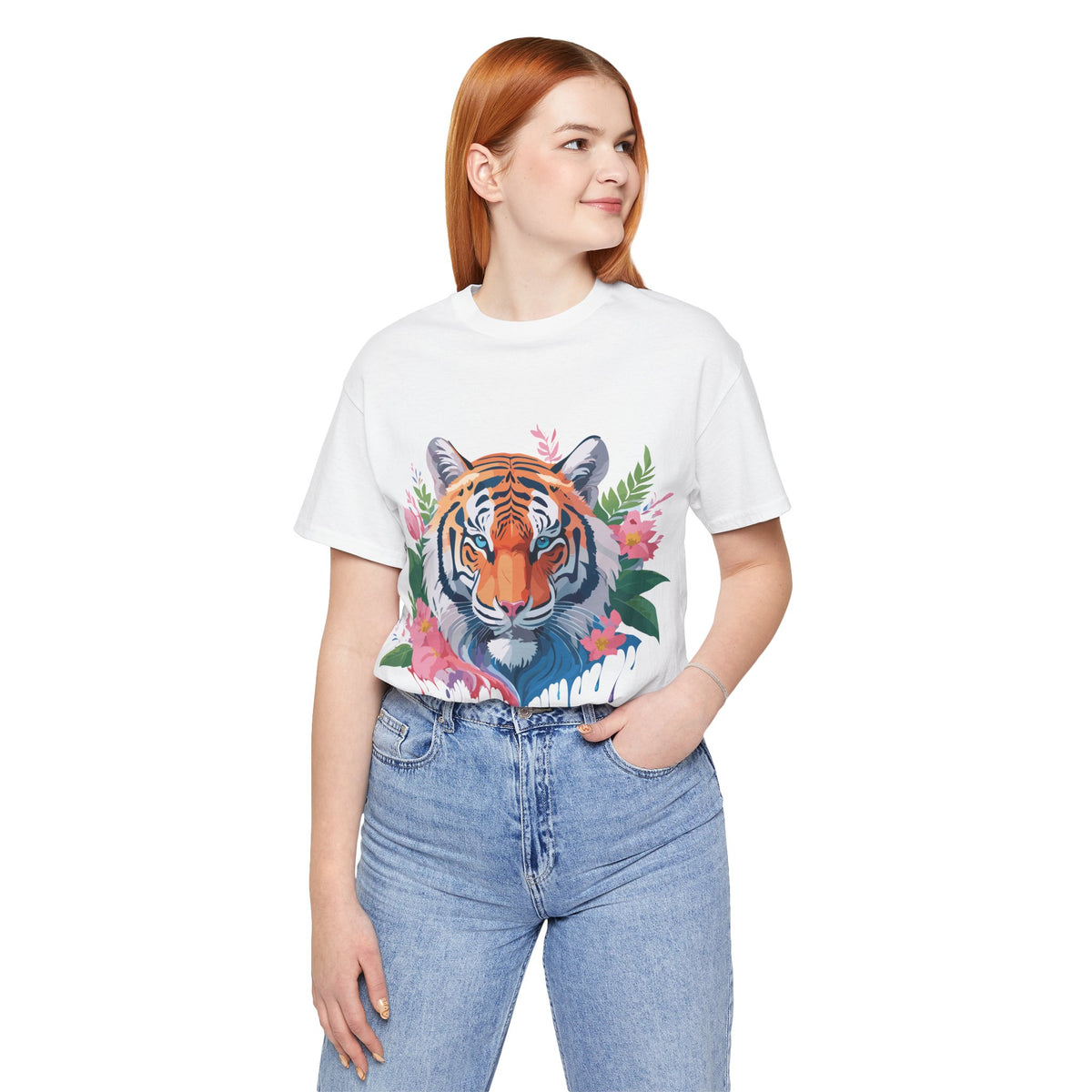 Tiger Graphic Unisex Cotton Bella+Canvas Tee with Art Animal Design d89