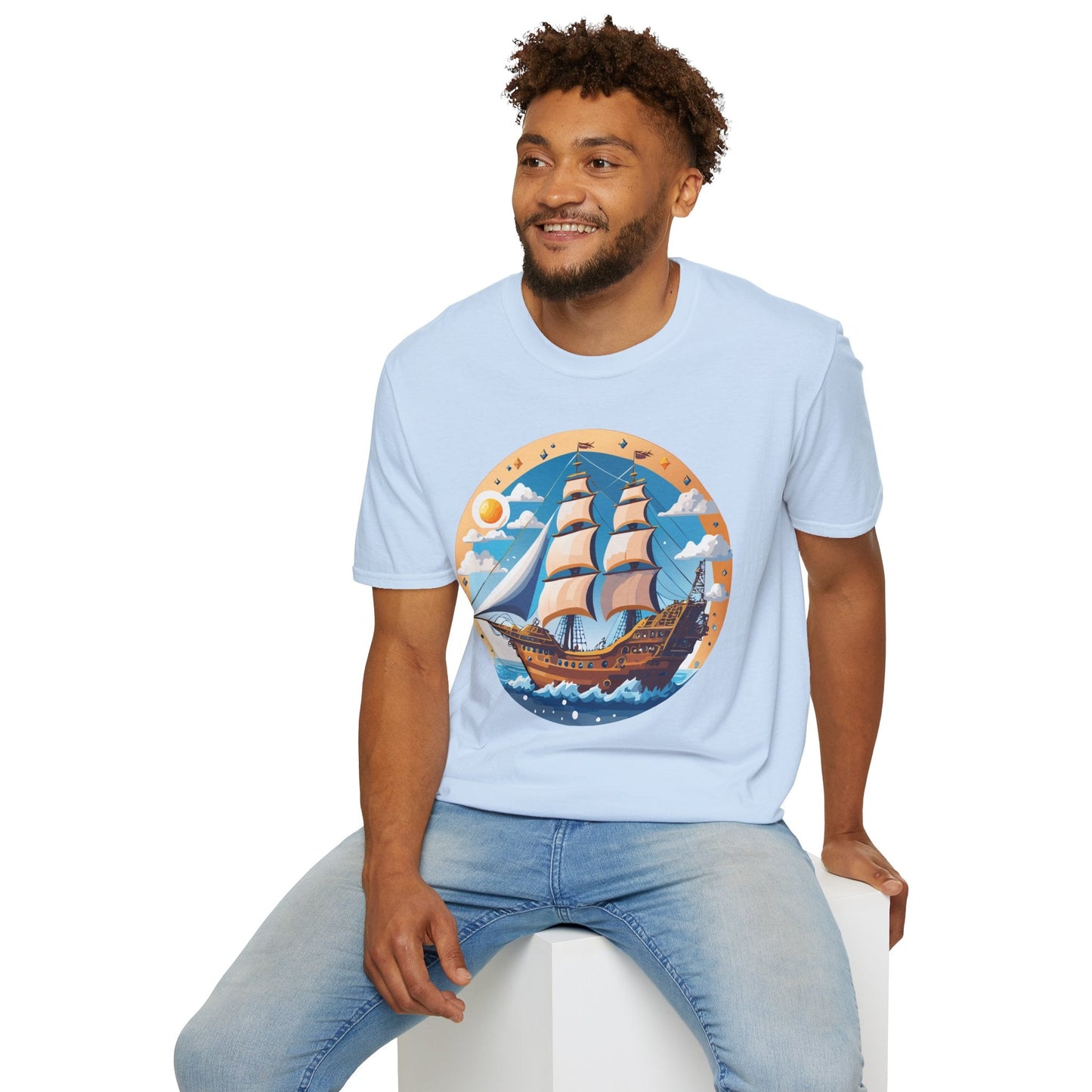 Unisex Nautical Frigate Ship T Shirt Vessel Tee Gildan Softstyle 64000 100 Percent Ring Spun Cotton