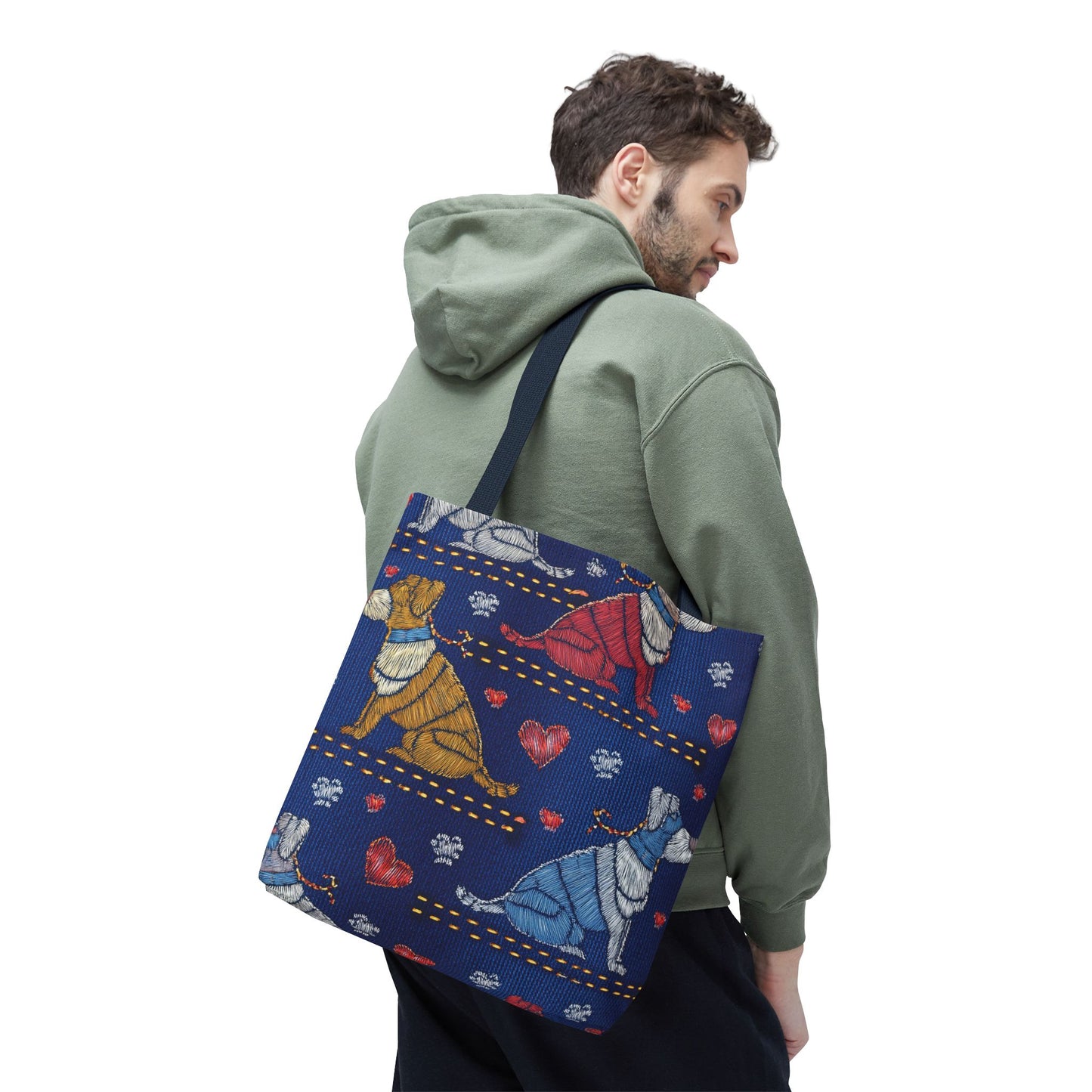 Love Day Graphic Design Denim Fabric Imitation Print Unisex Canvas Bag POLY 3 Sizes Tote Bag 201-14
