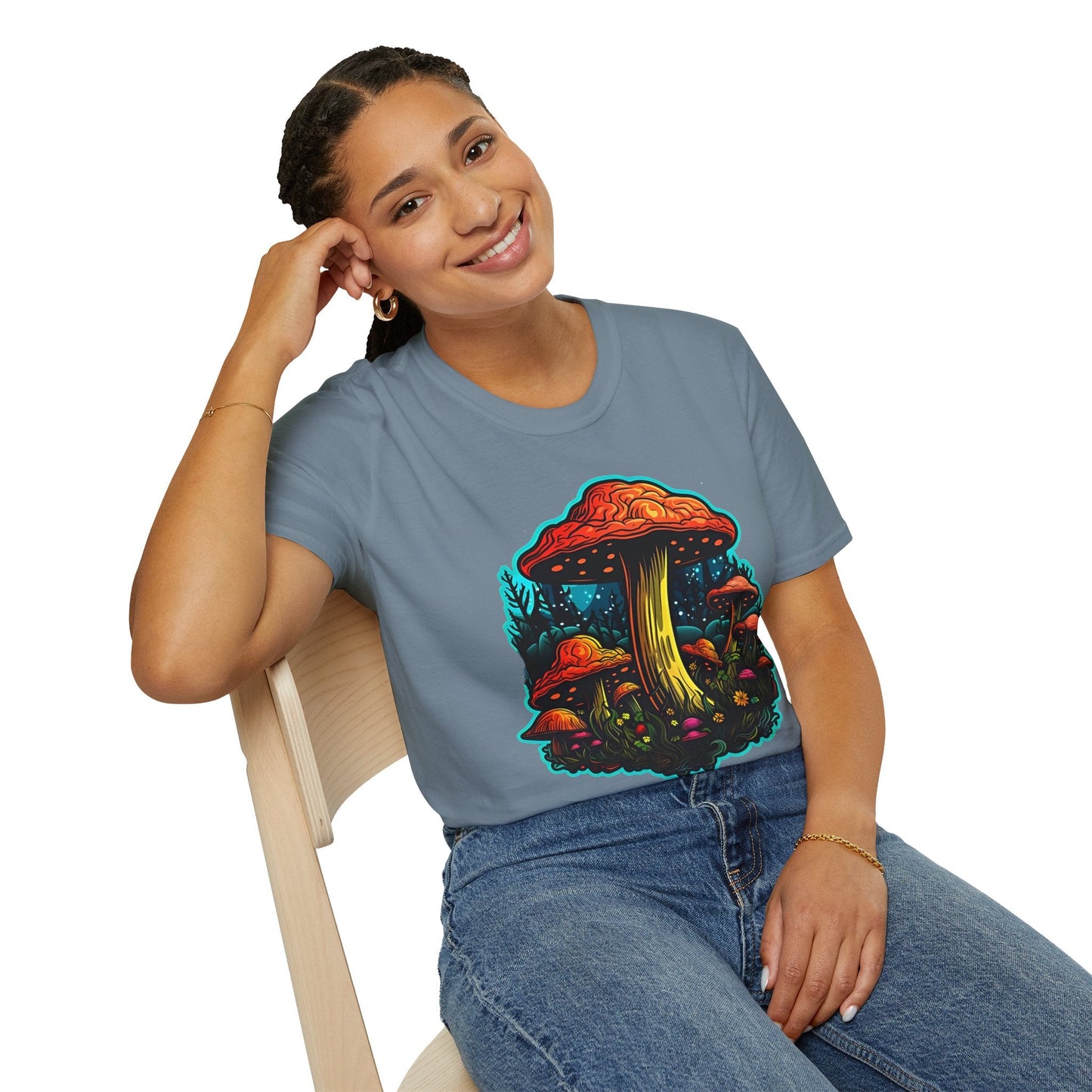 Funny Mashroom Graphic Unisex Softstyle Cotton With Cartoon Illustration Design 22