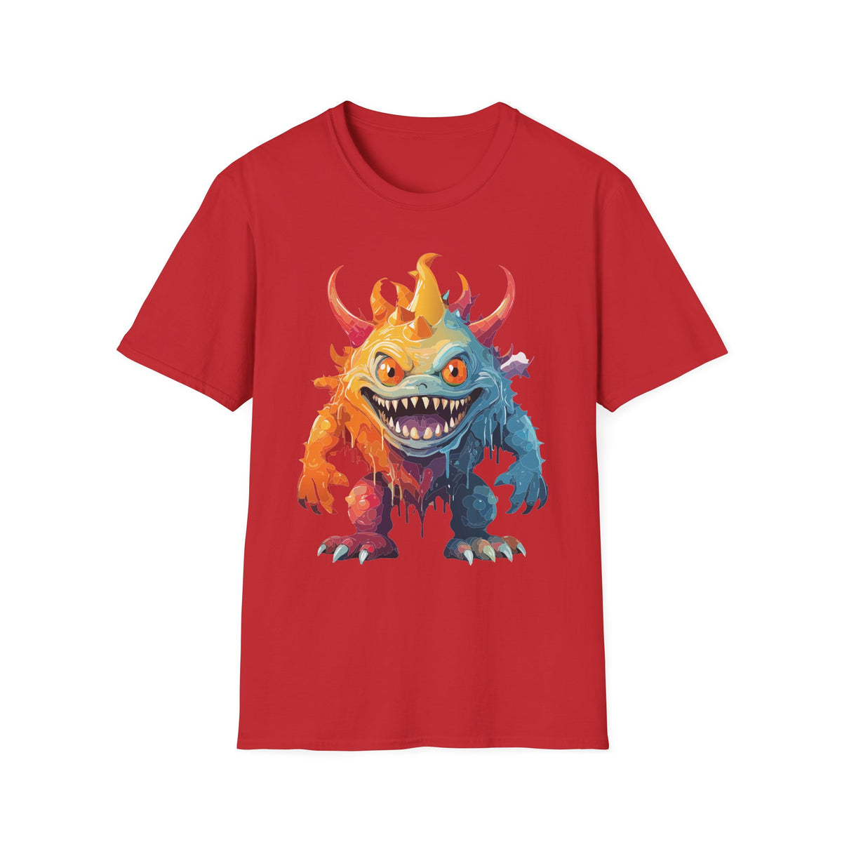 Colorful Monster T-Shirt — Vibrant Rainbow Creature Cartoon Graphic Tee Unisex 100 Cotton Gildan T-Shirt