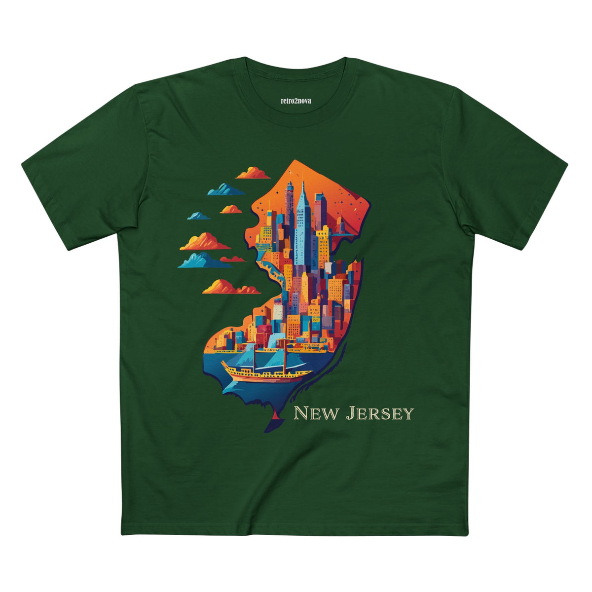 New Jersey Skyline silhouette T-Shirt | State Outline Cityscape Tee