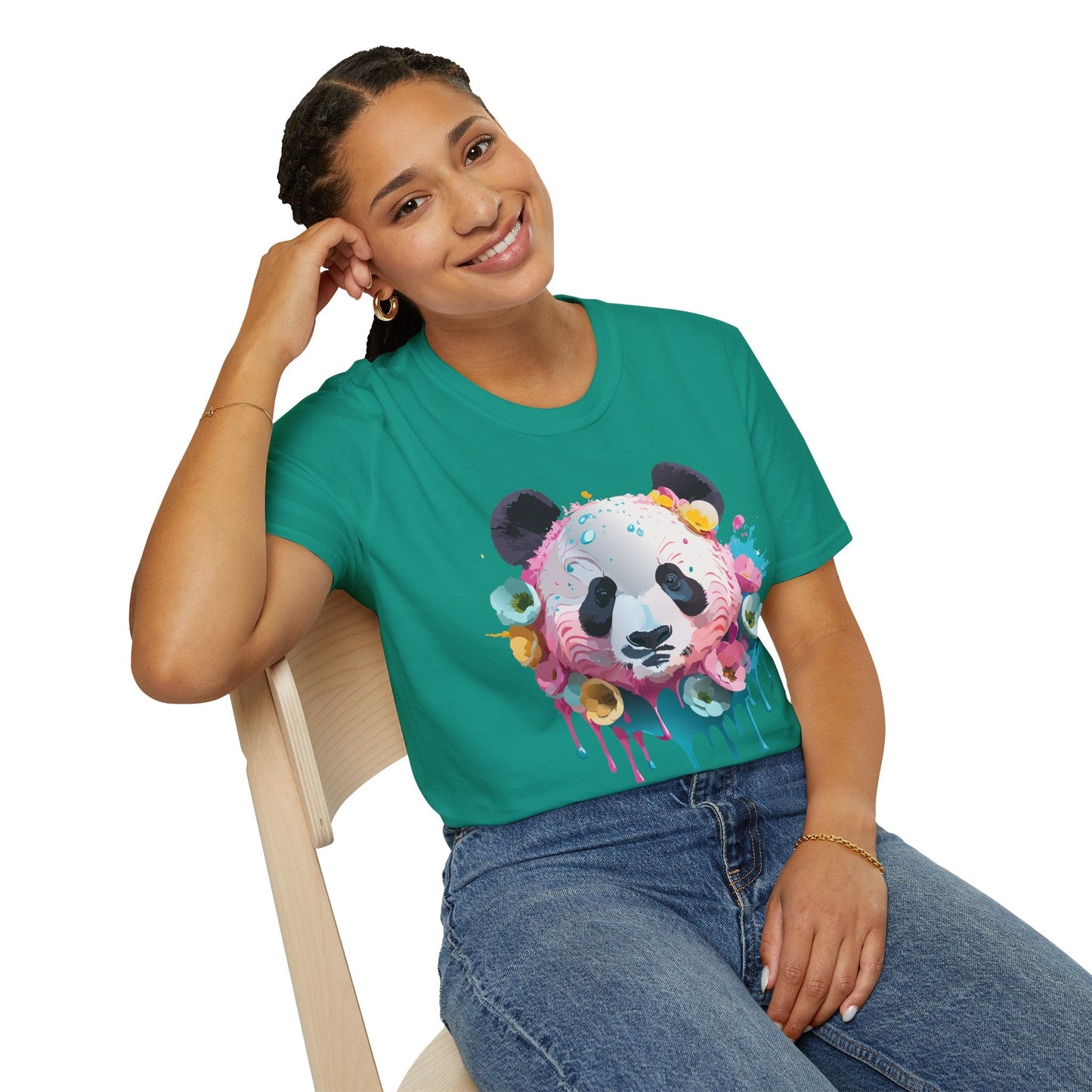 Panda Shirt Unisex T Shirt Graphic Tee Animal Print Gildan Softstyle 64000 100 Percent Cotton