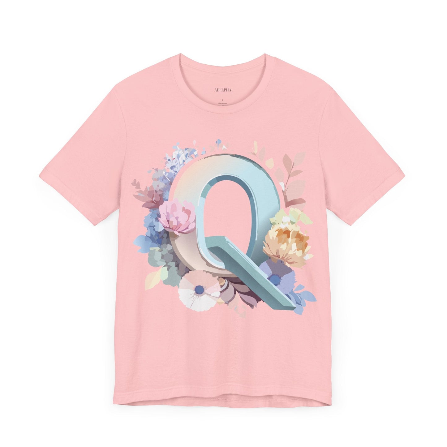 Letter Q Shirt Graphic Tee Unisex Short Sleeve by Adelpha Vintage Inspired Artwork