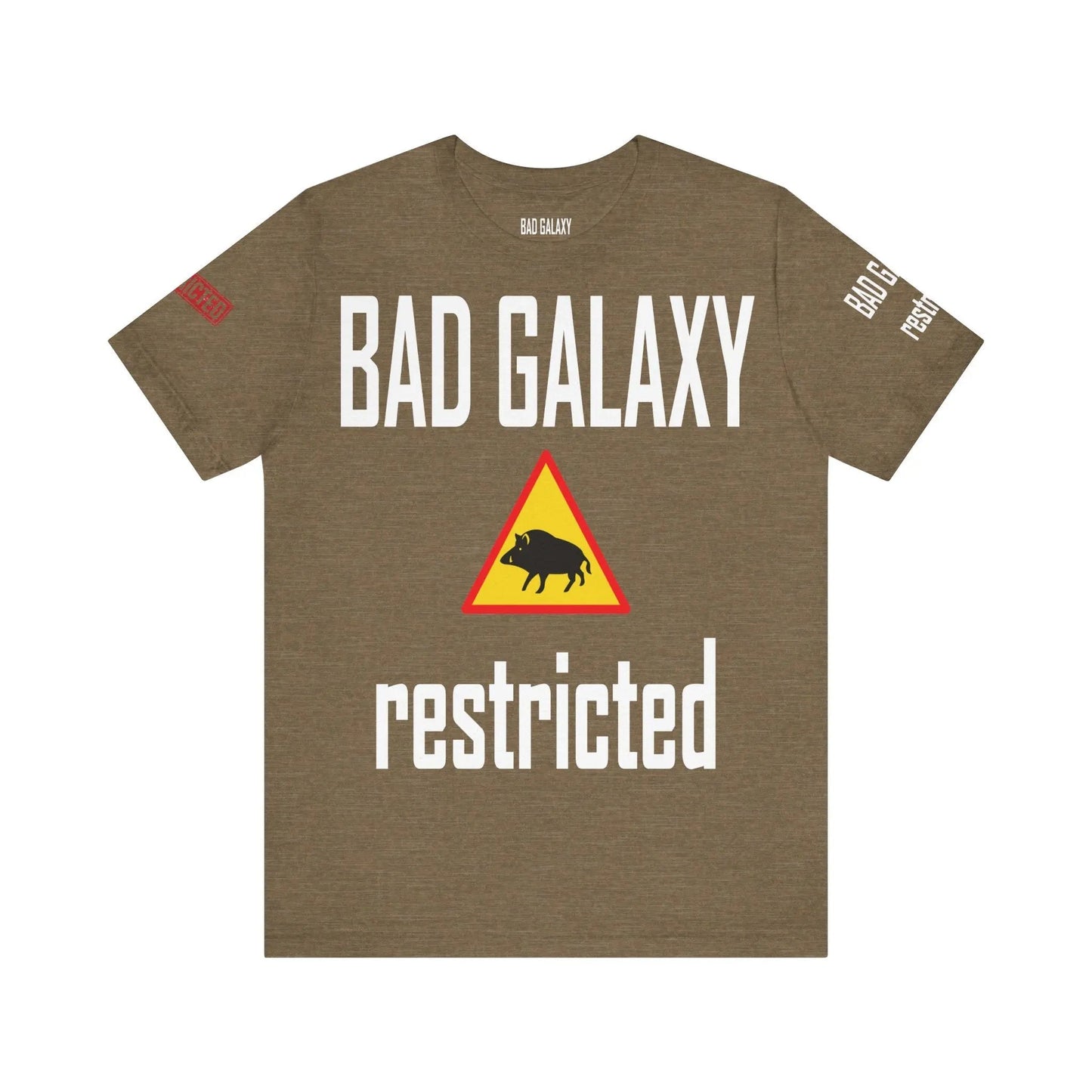Tee Shirt With Red Stamp From Bad Galaxy Made To Order 100 Percent Cotton USA Printed With Eco Inks