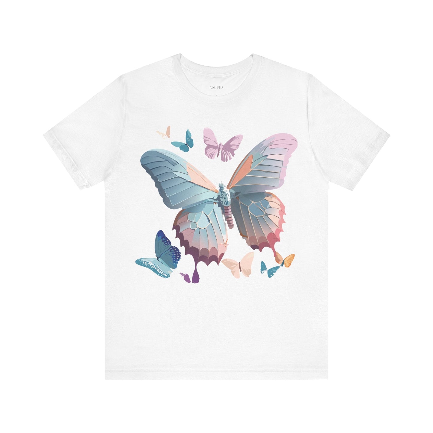 Butterfly Graphic Short Sleeve Tee Unisex Vintage Art Shirt By Adelpha